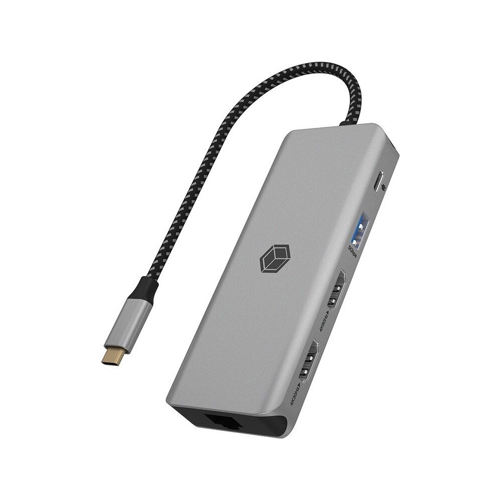 ICY BOX Laptop-Dockingstation ICY BOX IB-DK4012-CPD Dockingstation aus Alu., (Dockingstation aus Aluminium mit HDMI und USB-Anschlüssen), Aluminium-Gehäuse für optimale Kühlung