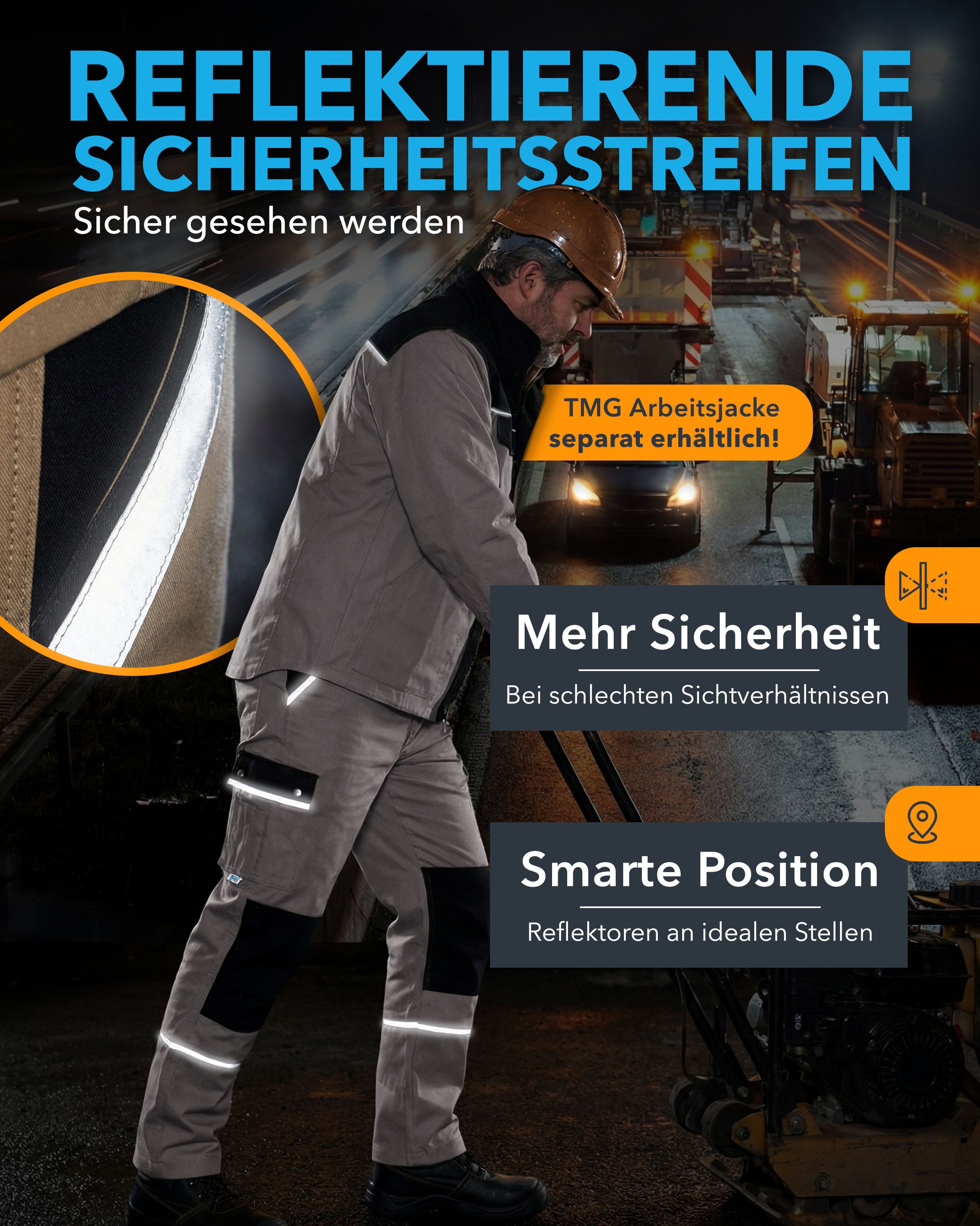 TMG International Arbeitshose Arbeitshose Bundhose Cargohose Style Arbeitshose Herren mit Kniepolstertaschen in Übergrößen erhältlich – Bild 5 von 5