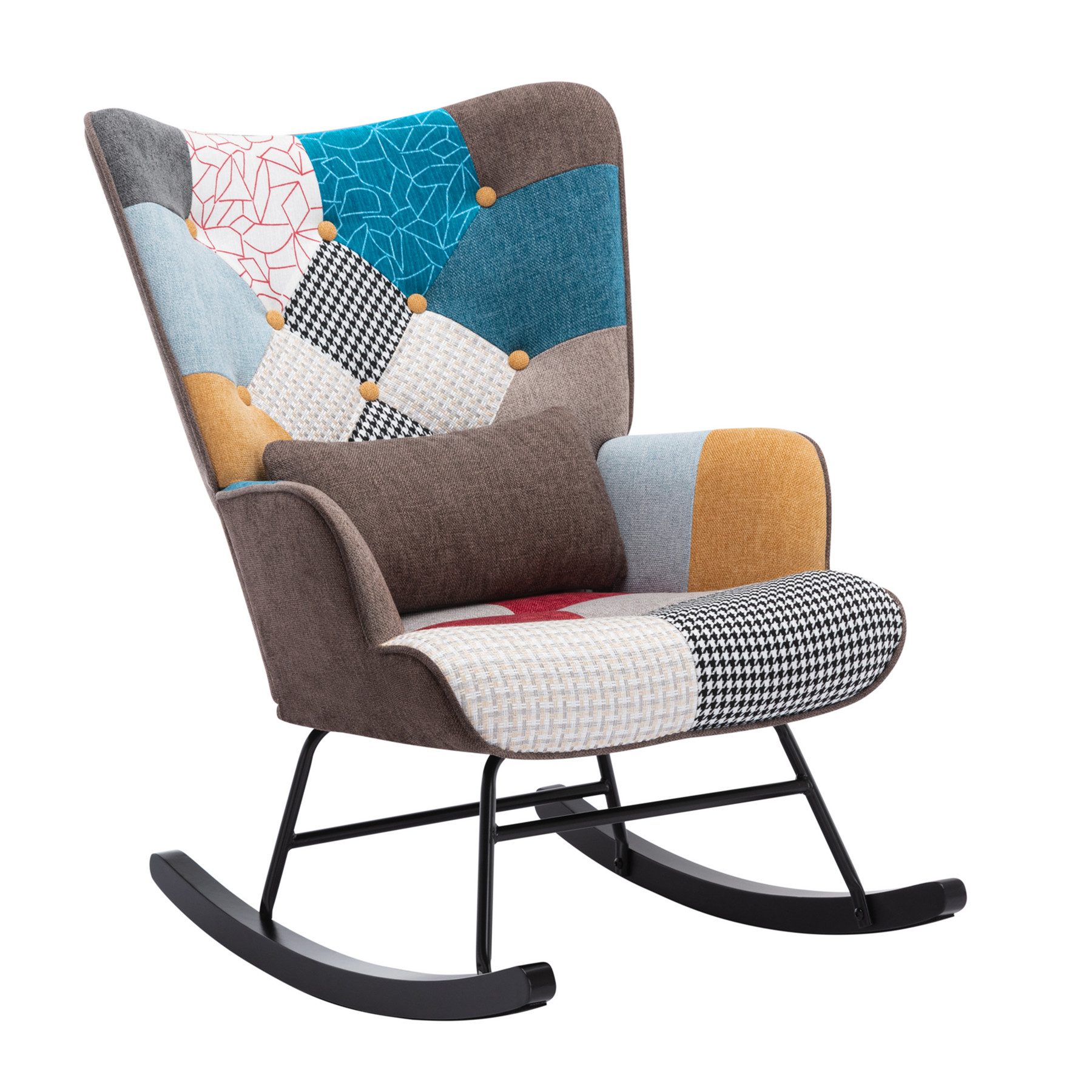 HomeMiYN Schaukelstuhl Schaukelstuhl Wohnzimmer Samt mit Metallgestell Holz günstig online kaufen