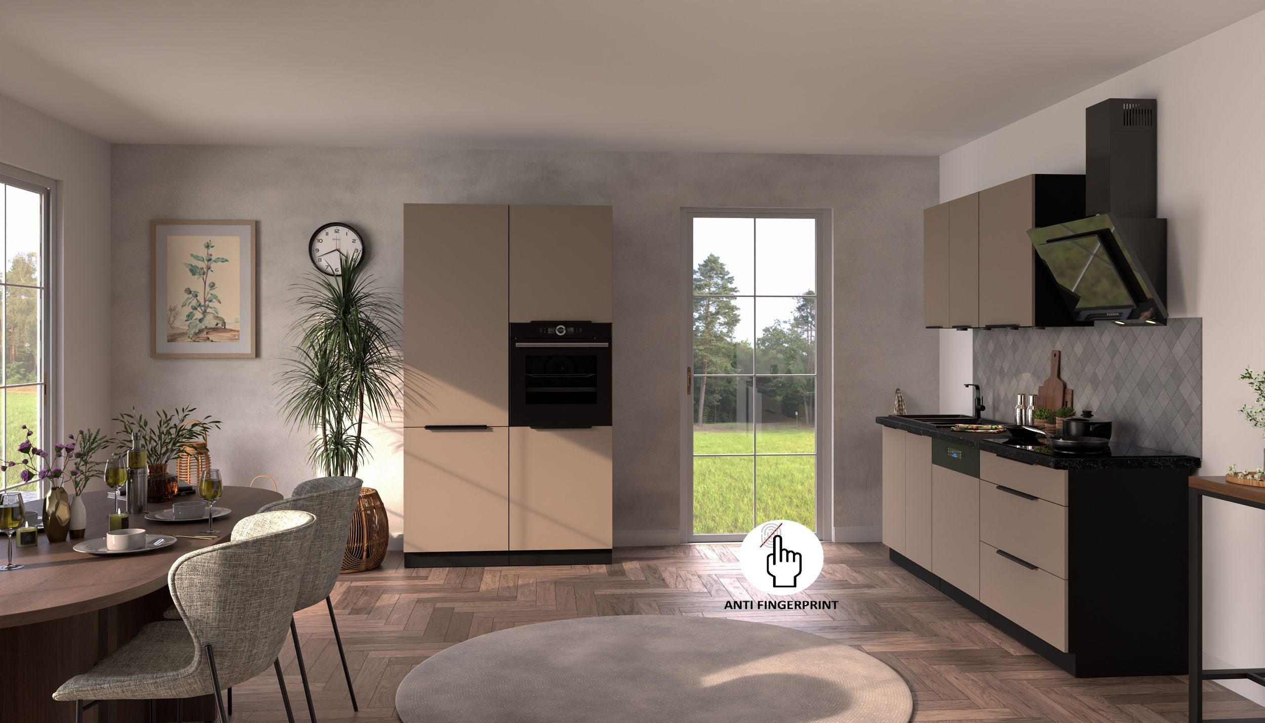 Küchen-Preisbombe Küchenzeile ARIA K-BL - 220 + 120cm Anti Fingerprint Küchenblock Küche Einbauküche