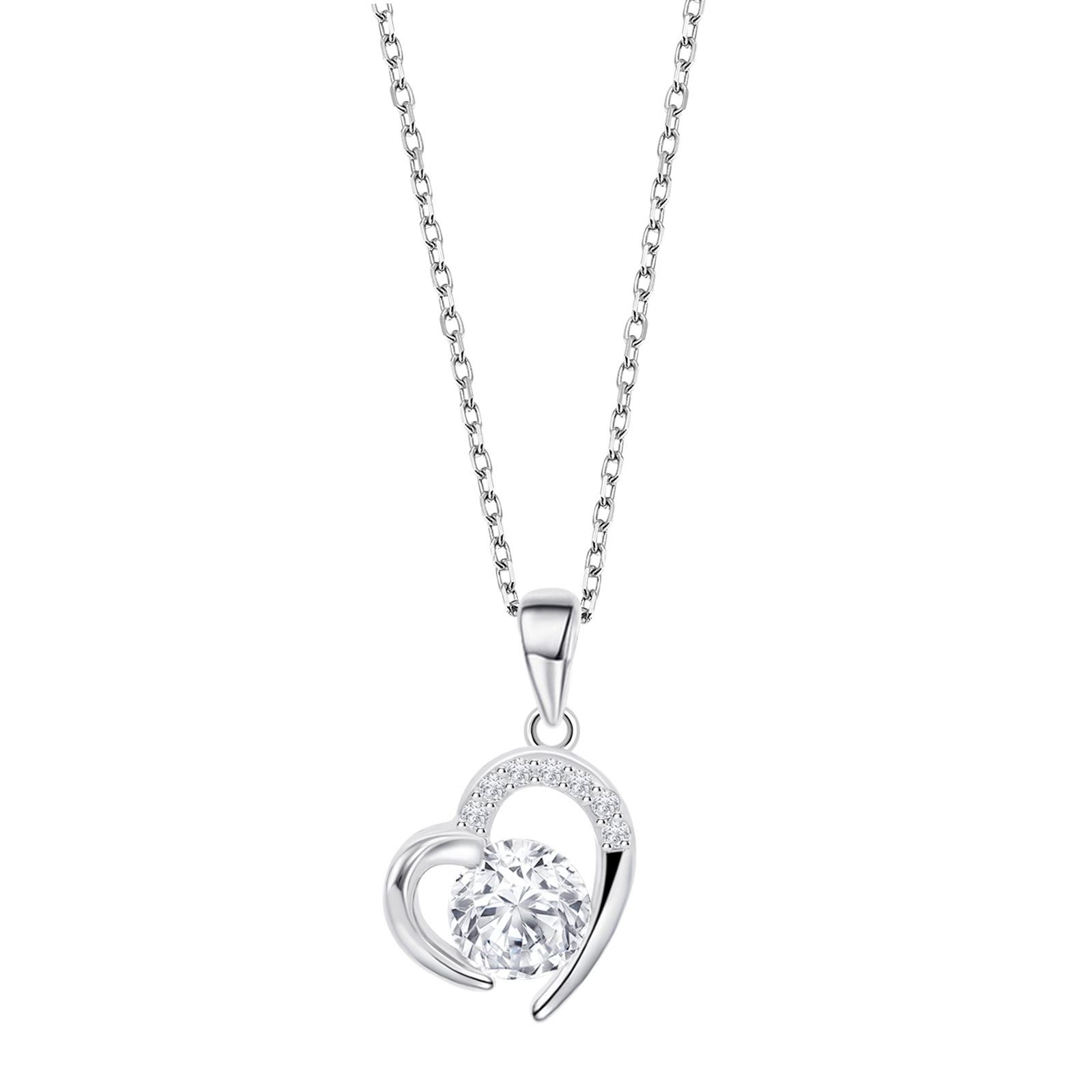 LOTUS SILVER Silberkette LOTUS Silver Halskette Herz 925 Silber (Halskette), Halskette Herz ca. 42cm, 925 Sterling Silber, Farbe: silber