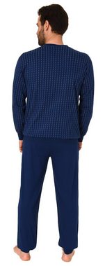 Normann Pyjama Herren Schlafanzug langarm Pyjama mit Bündchen – Streifenoptik