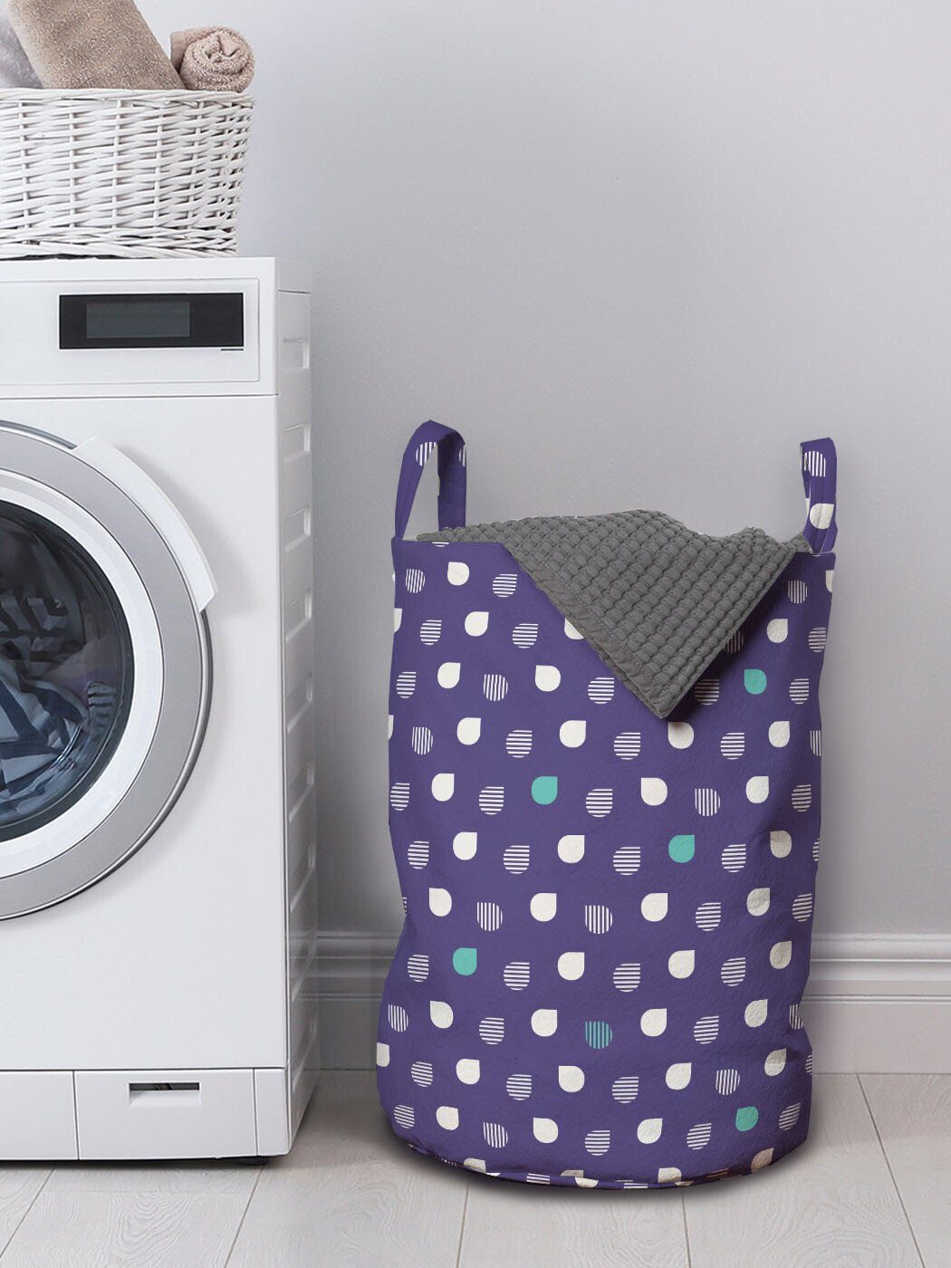 Abstrakt Abakuhaus Wäschekorb Wäschesäckchen auf runde Waschsalons, Kordelzugverschluss für Streifen Formen Griffen mit
