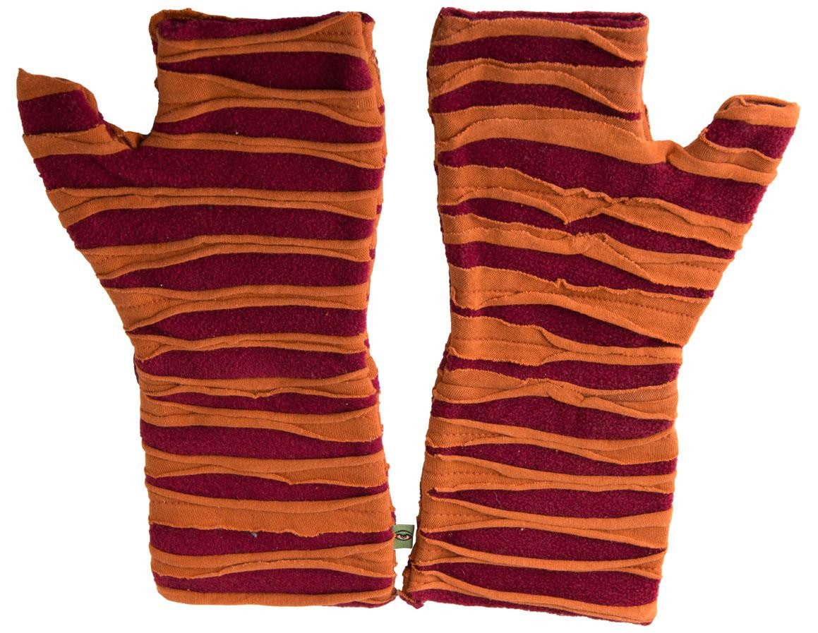 Vishes Armstulpen Bestickte Damen Handschuhe Stulpen mit Daumen Fleece Gefüttert Alternative Bekleidung, Hippie, Goa Style
