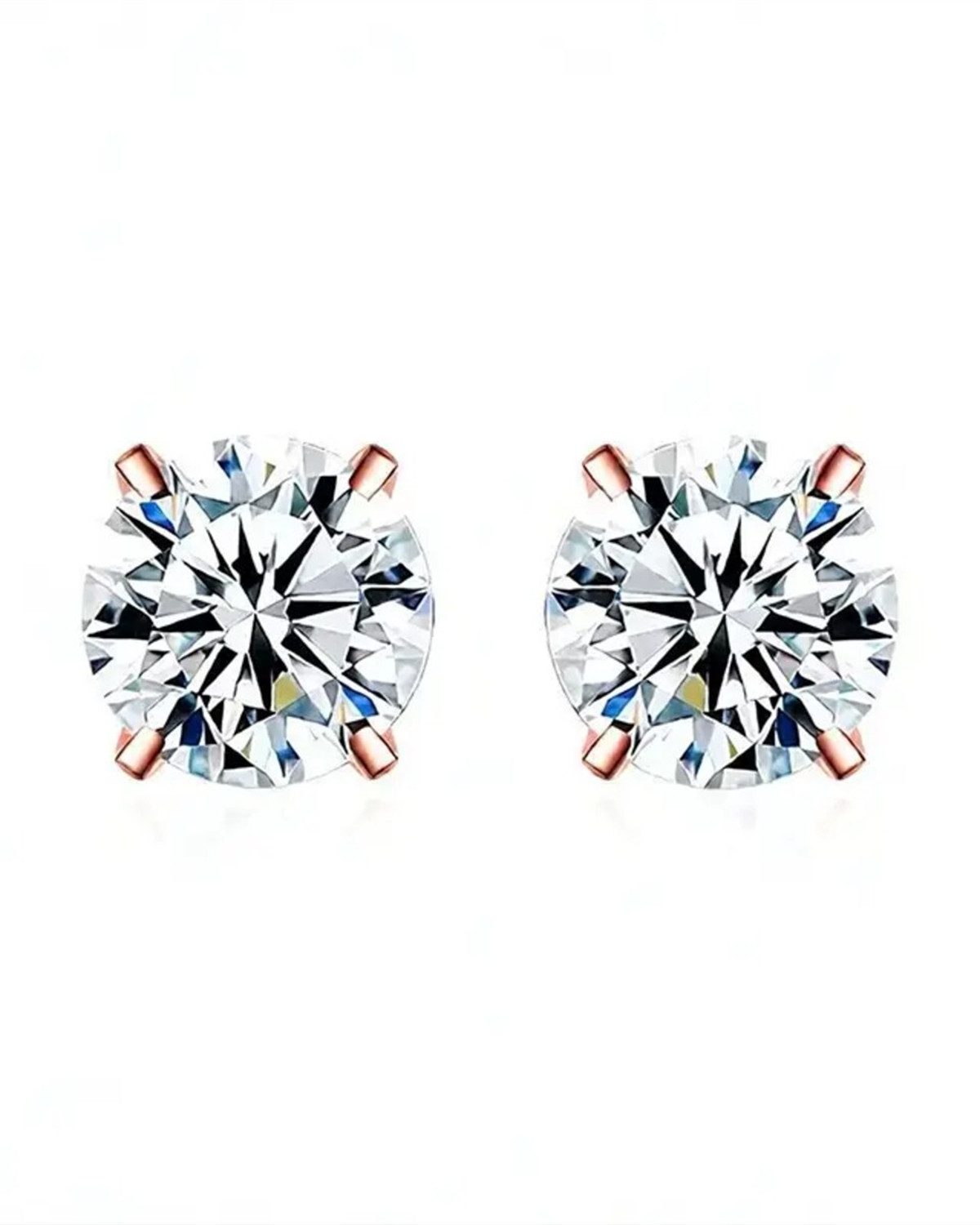 Paar Ohrstecker Moissanit Ohrstecker „Solitaire“ 1ct Rosé