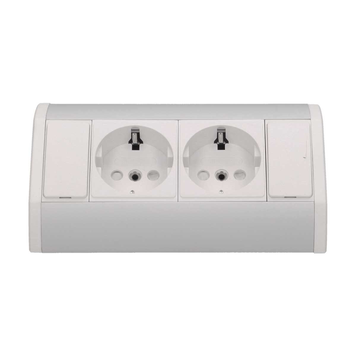 Orno Aufputz-Steckdose Aufbau-Steckdose 2-fach ws/si 230V/3680W 0,5m Kabe