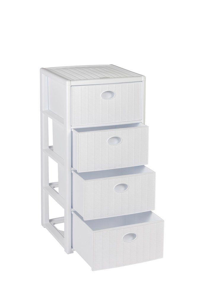 Kreher Rollcontainer mit 4 Schubladen im Rattan Design (Weiss), (1 St) günstig online kaufen