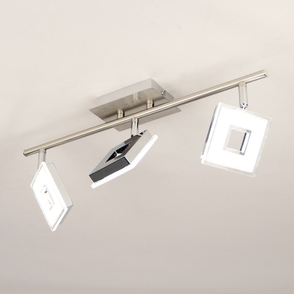 Licht-Trend LED Deckenstrahler 3er-Deckenspot Warmweiß Alu-Gebürstet, Sempre Chrom Cube drehbarer LED Chrom