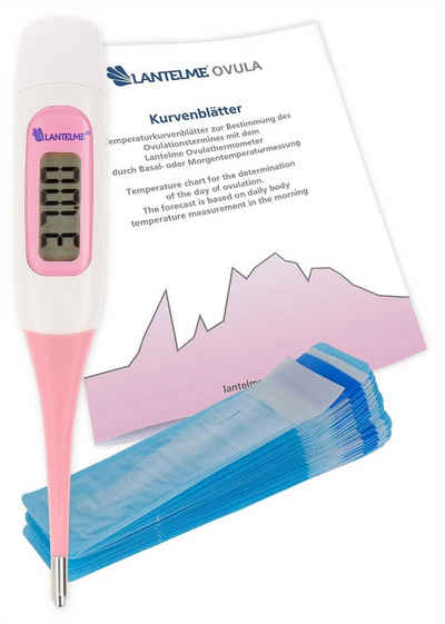 Lantelme Ovulationstest Ovulationsthermometer digital mit Hygienehüllen, 2 tlg., inklusive Kurvenblatt