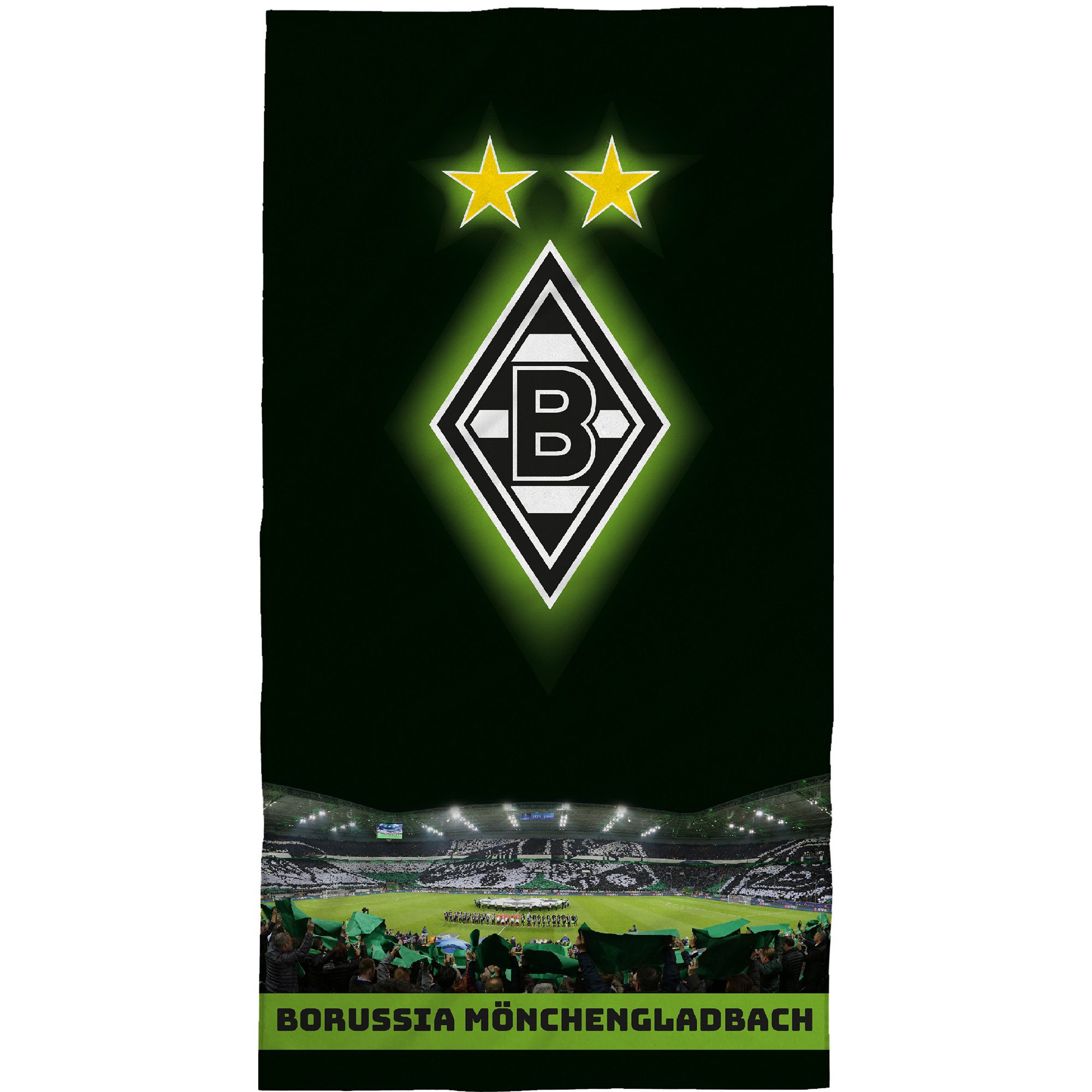 BERONAGE Strandtücher Borussia Mönchengladbach Badetuch Borussia Park 75x150, 100% Baumwolle (1-St), Frottee in Velours-Qualität