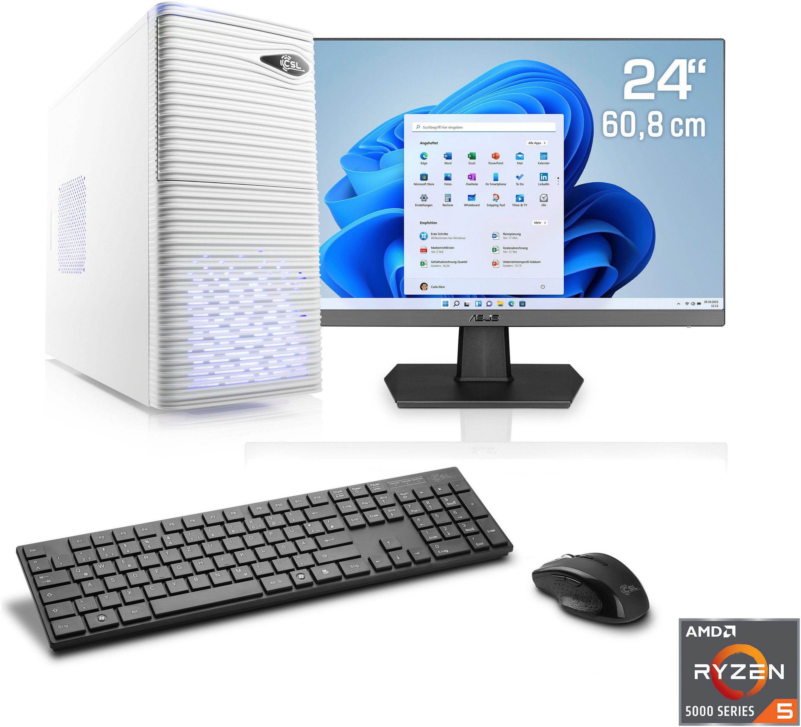 CSL Sprint V28817 Gaming-PC-Komplettsystem (24", AMD Ryzen 5 5600G, Radeon Graphics, 8 GB RAM, 500 GB SSD)