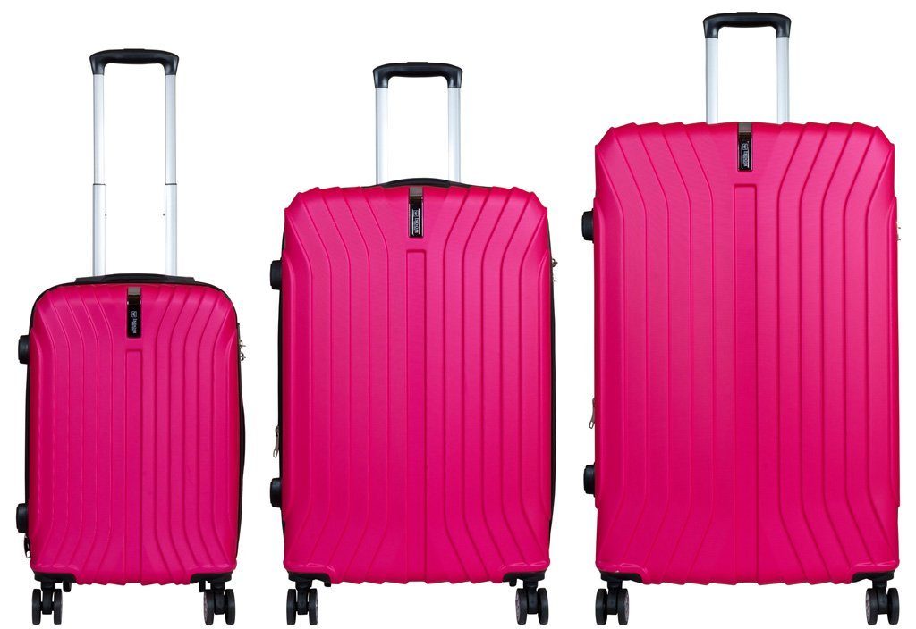 pink tlg., und Kofferset Rollen, XL leicht robust (Hartschale, Zahlenschloss, 4 3 Almeria, Zwillingsrollen, Trolley-Set), Trendyshop365