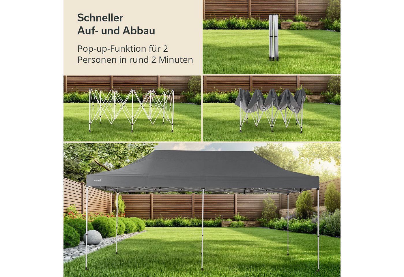 Thumbnail - Skandika Pavillon Pavillon Solvorn 600 × 300, mit Stahlgestell & Moskitonetz, 9 m², 2,8 m Höhe