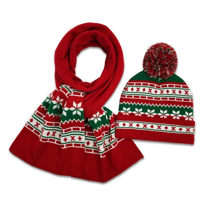 Housruse Modeschal Schals » Herren Damen Schals Winter Weihnachten gestrickte Weihnachtsmütze Slob Scarf Hat Set