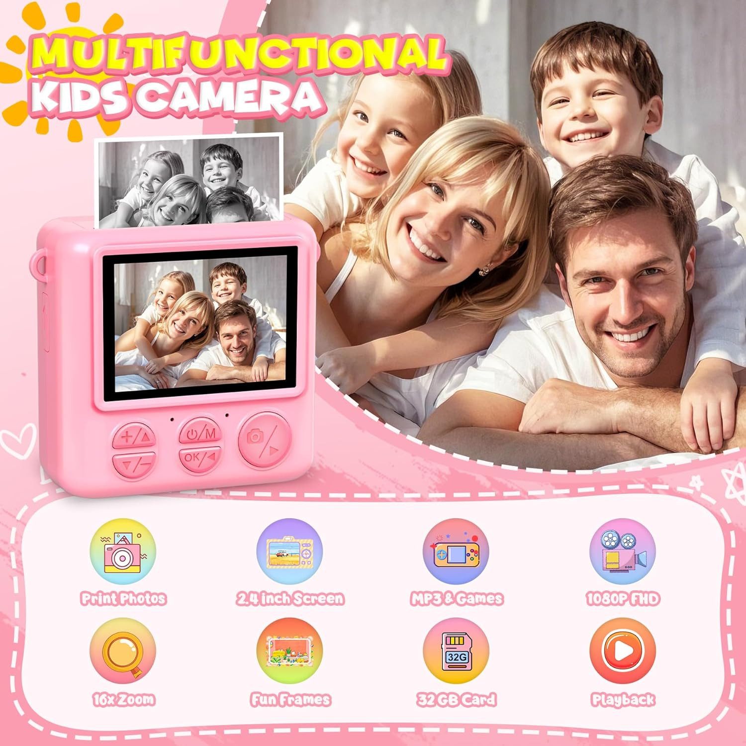 Coonoor Sofortbildkamera KinderKamera, 1080P 2,4 Zoll Bildschirm Kinderkame günstig online kaufen