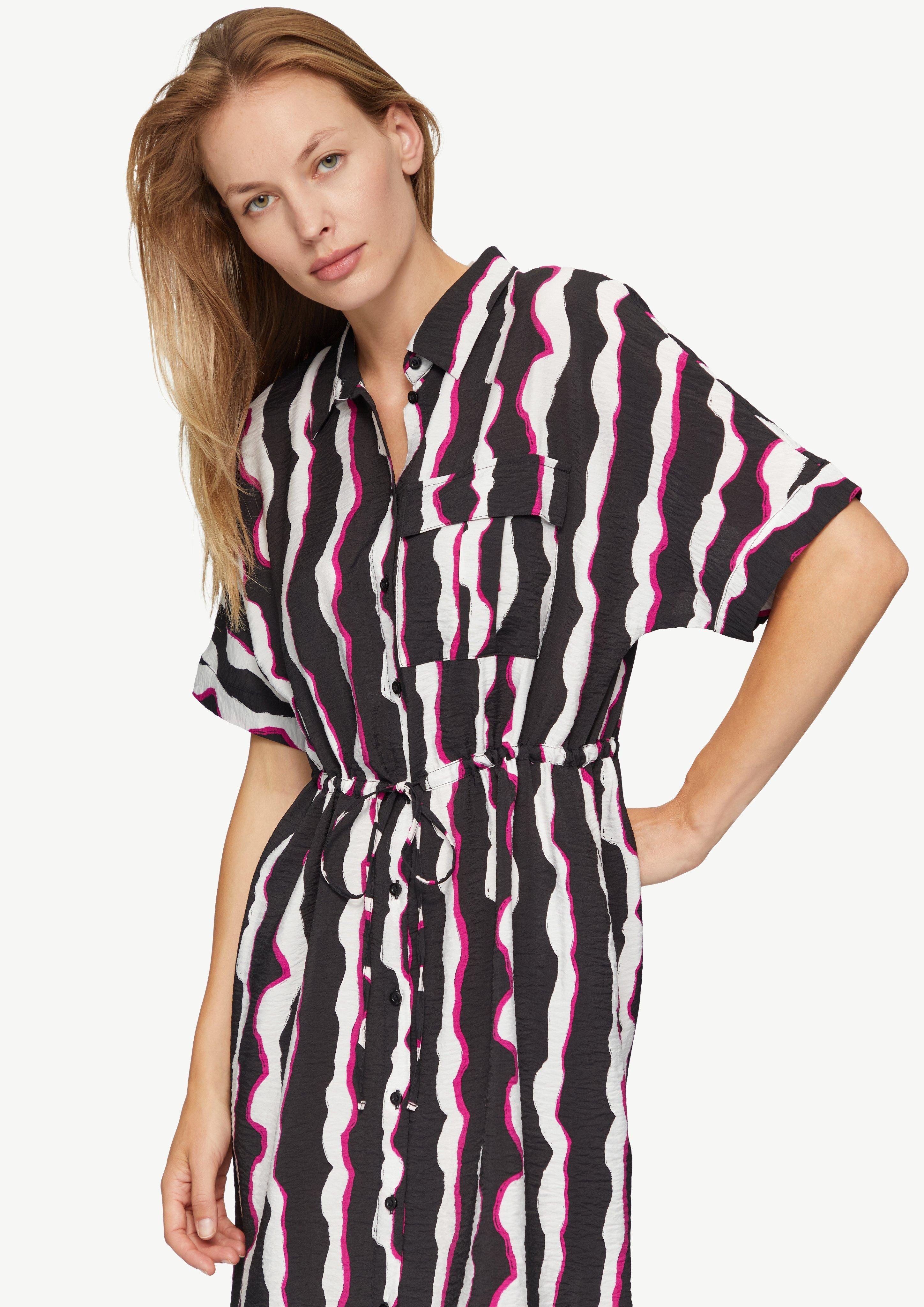 s.Oliver Maxikleid Hemd-Kleid mit Crêpestruktur Tunnelzug günstig online kaufen