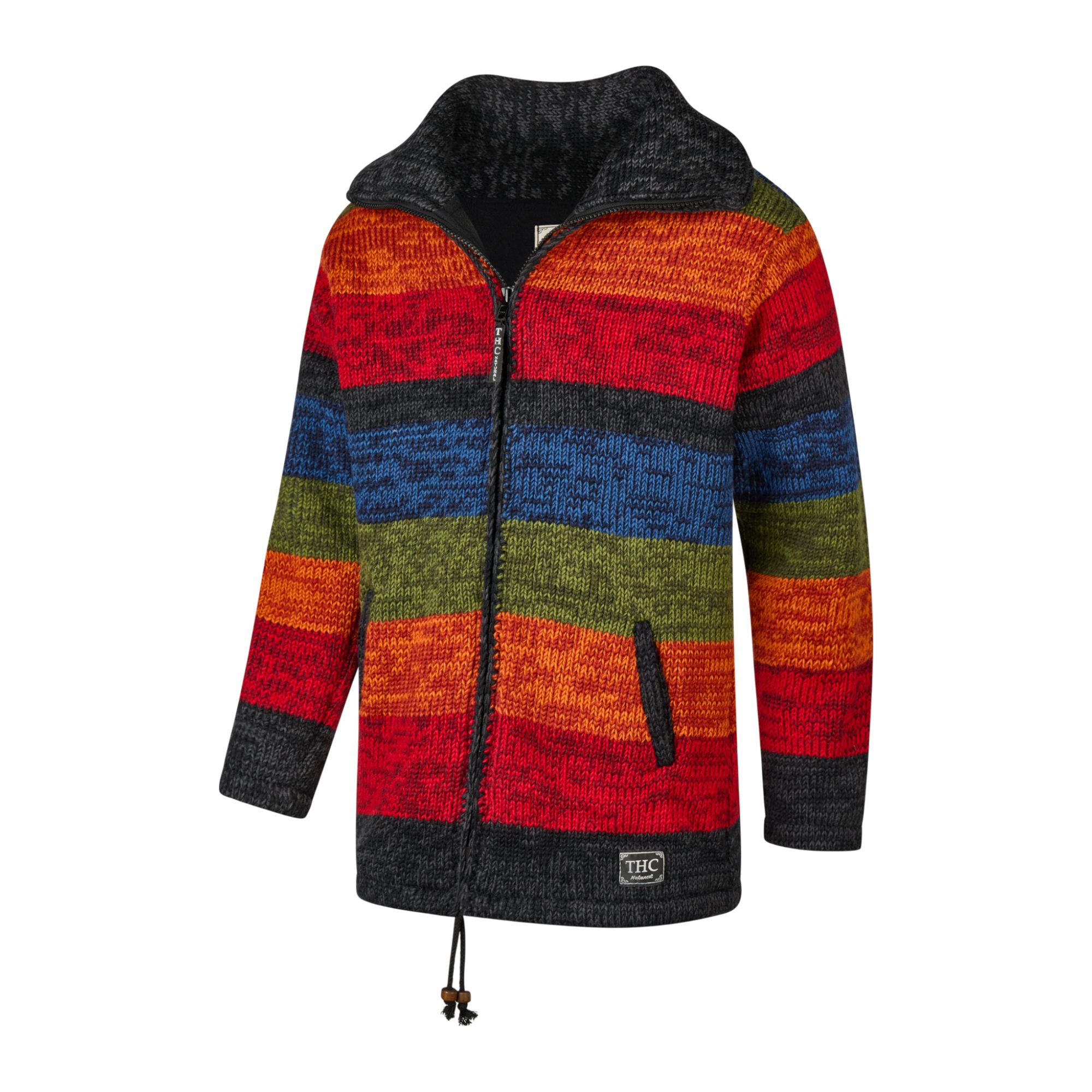 THC Natural Line Strickmantel THC Strickmantel 903 bunt (1 Stück, 1-tlg., 1 Stück) Strickmantel mit zur Kapuze umwandelbaren Kragen
