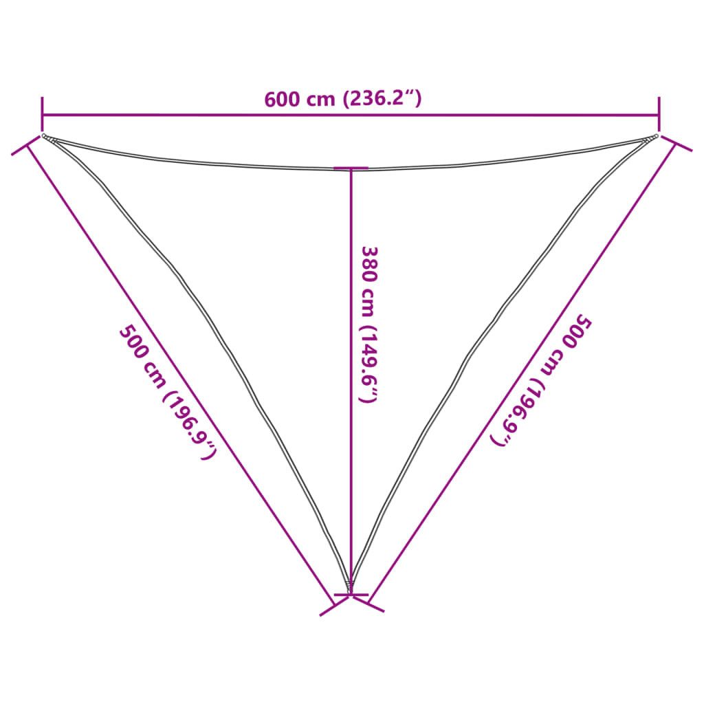 vidaXL Sonnensegel Sonnensegel 160 g/m² Dreieckig Hellgrau 5x5x6 m HDPE, (1-tlg)