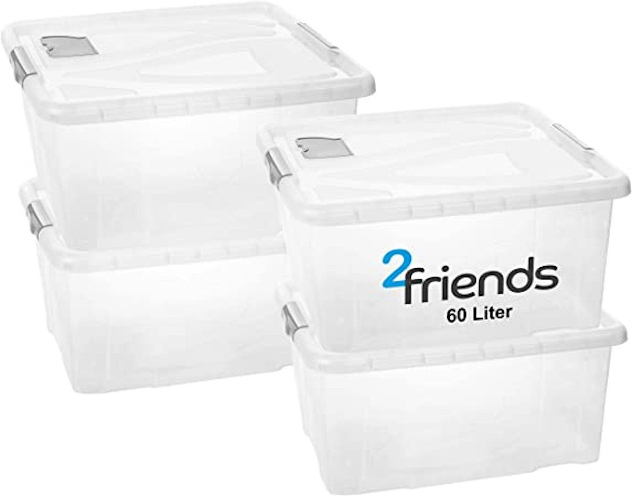 Centi Allzweckkiste Aufbewahrungsbox mit Deckel mit Griffen und Lüftungsklappe (Set, 4 St., ‎61 x 30 x 45 cm V= 60 L), stapelbare Kisten mit Deckel