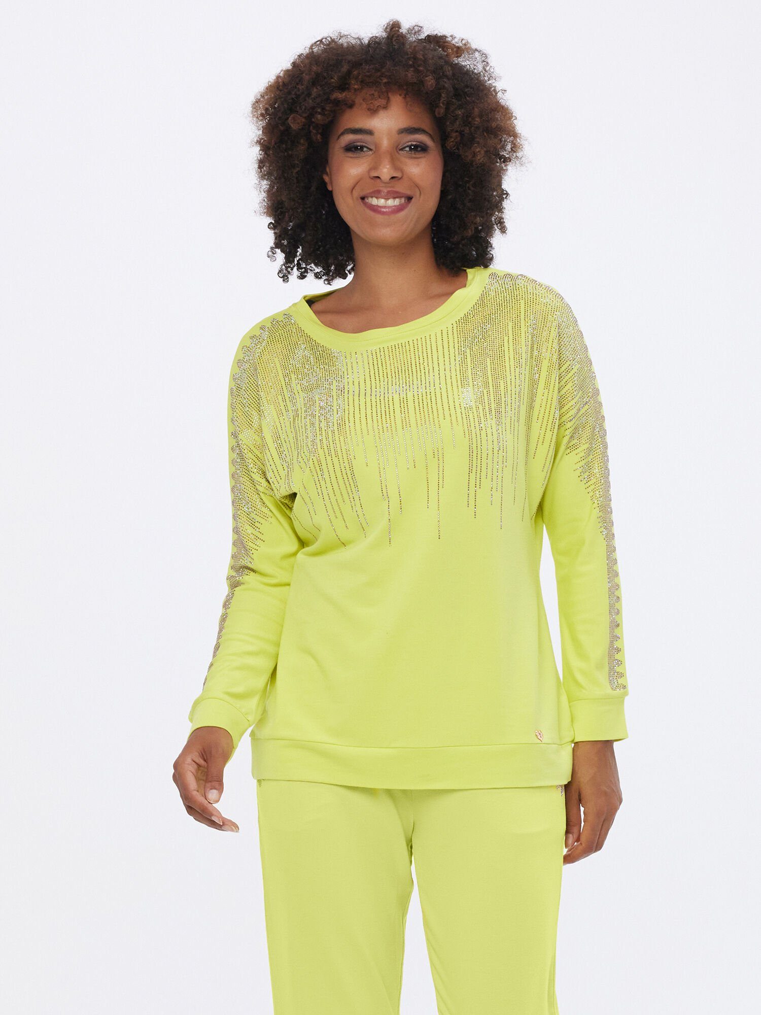 MONACO blue WEEKEND Langarmshirt Sweatshirt figurumspielend mit funkelndem Glanz