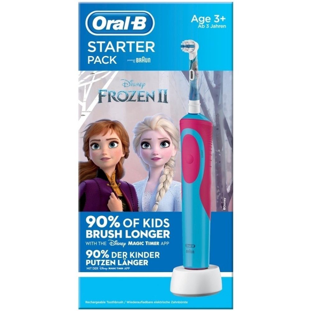 Oral-B Elektrische Kinderzahnbürste 1 Aufsteckbürsten: Frozen Kids Starterpack - Elektrische Zahnbürste blau, - Promo