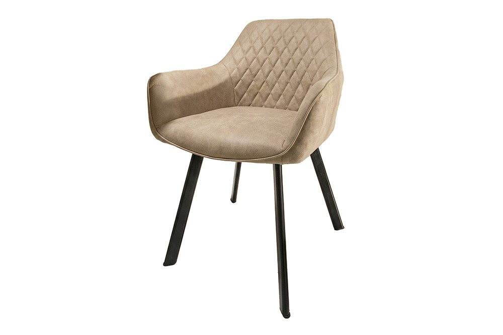 riess-ambiente Polsterstuhl PALERMO beige/schwarz – Microfaser, mit Armlehne, Ziersteppung, modern (Einzelartikel, 1 St), bequeme Polsterung im Retrolook – idea – Bild 2 von 5