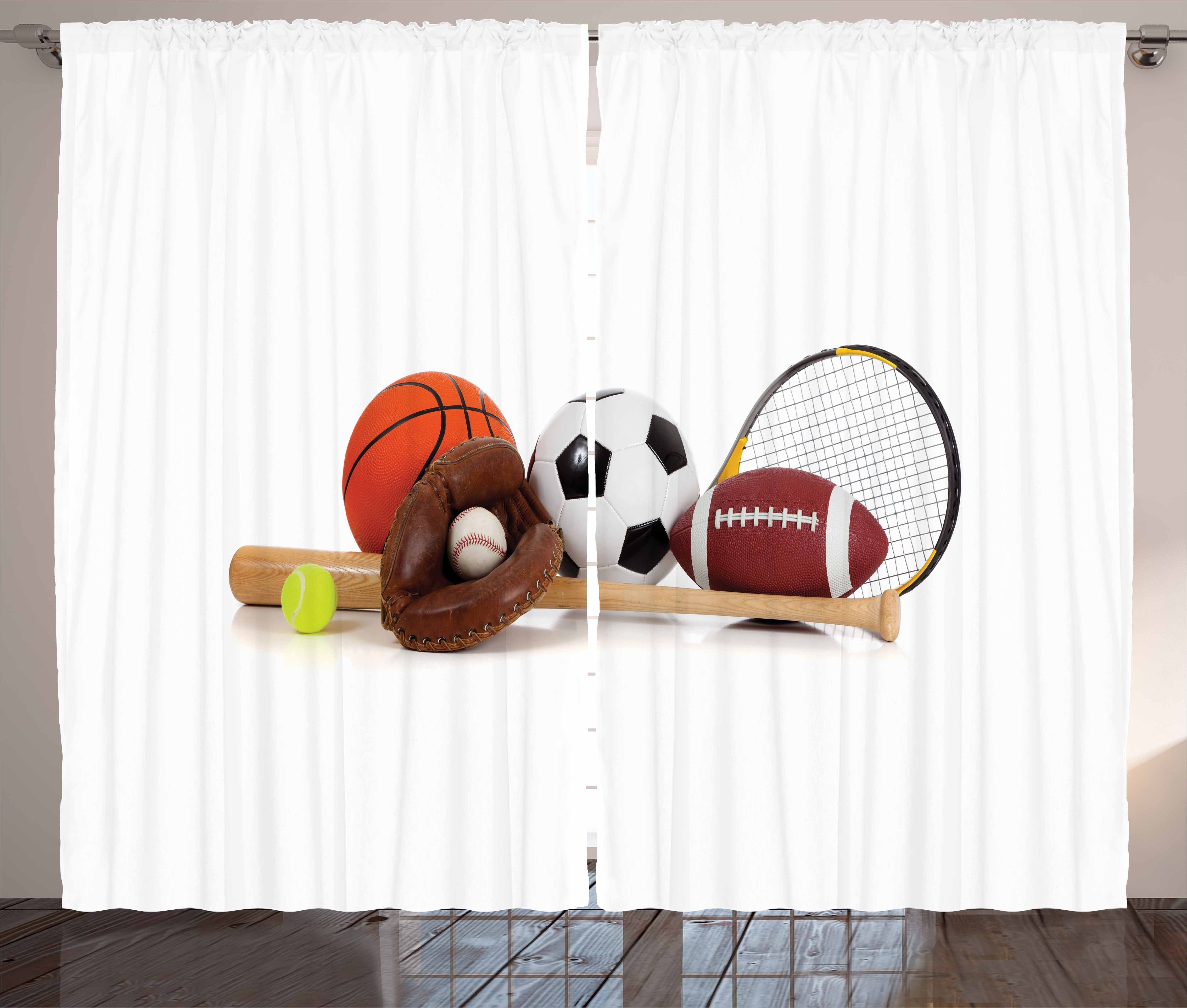 Gardine Schlafzimmer Kräuselband Vorhang mit Schlaufen und Haken, Abakuhaus, Jugend Verschiedene Sportausrüstung