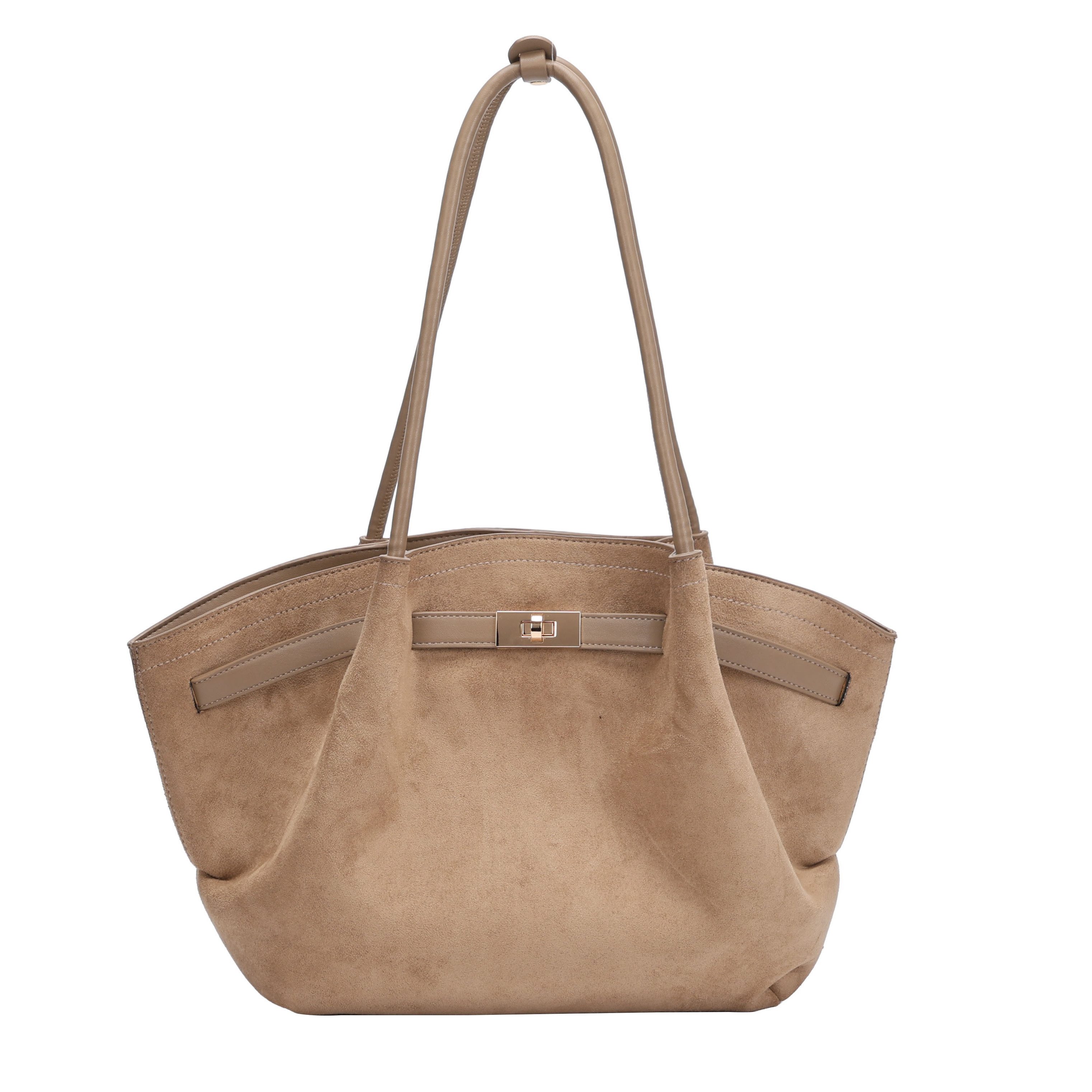 MIRROSI Shopper Damen Schultertasche in Wildleder-Optik, große Handtasche (ca. 40 x 12 x 27 cm), Neue Kollektion Herbst/Winter 2026