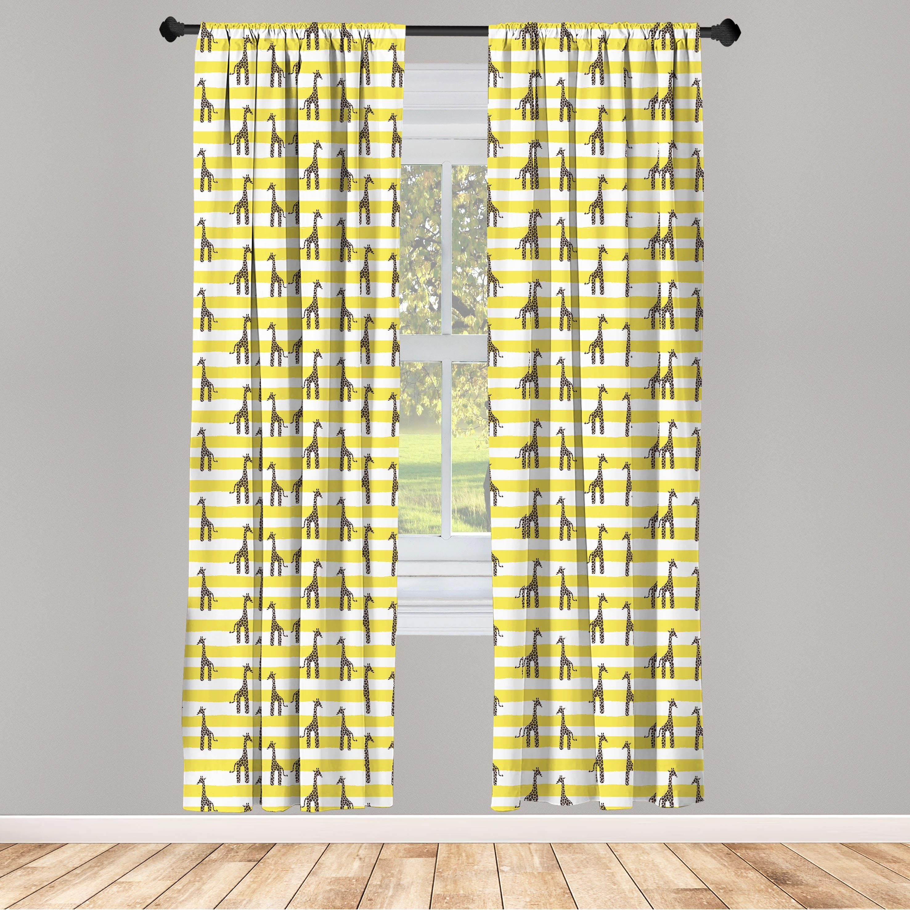 Gardine Vorhang für Wohnzimmer Schlafzimmer Dekor, Abakuhaus, Microfaser, Tier Savannah Wildlife Cartoon