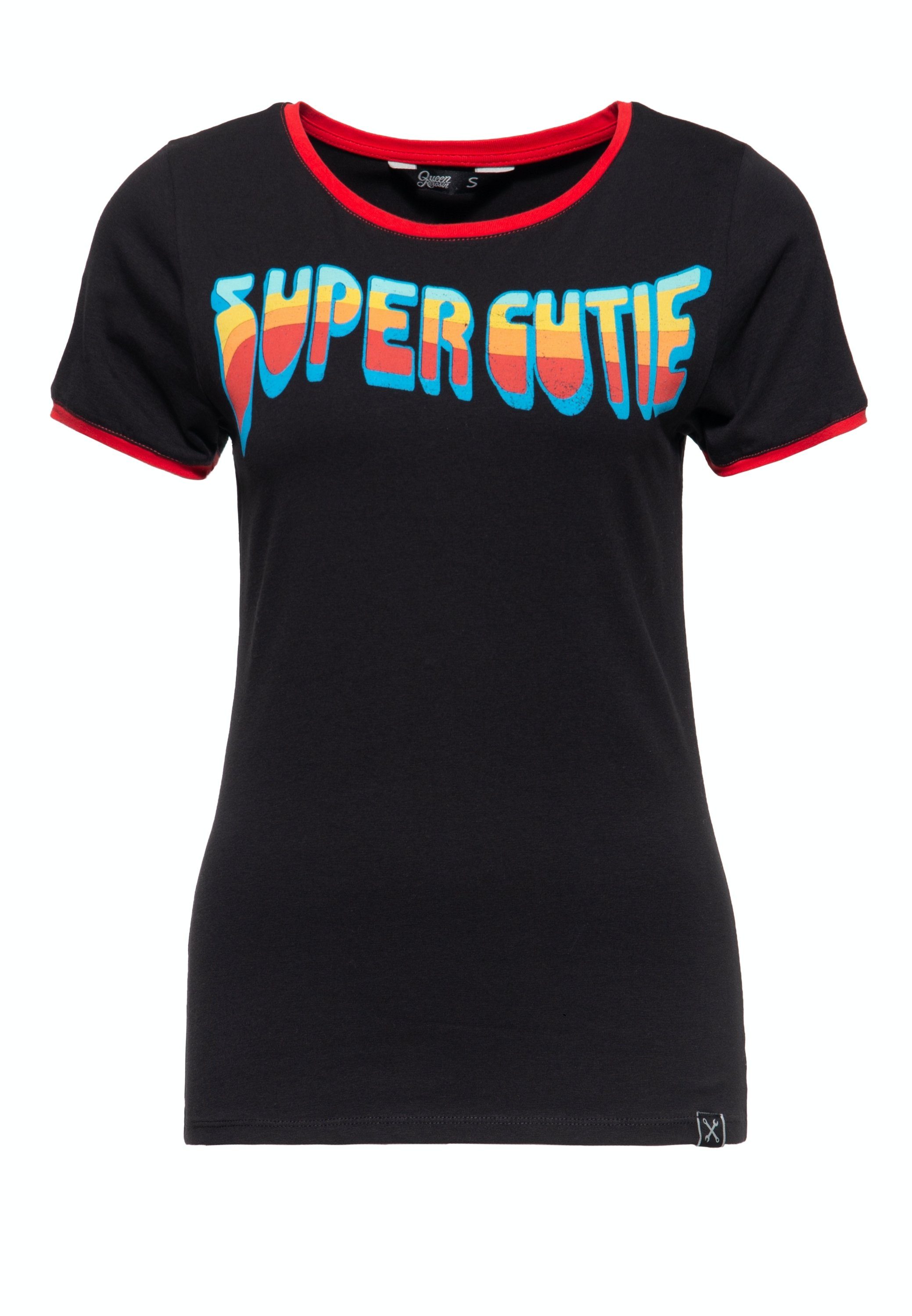 QueenKerosin 3/4-Arm-Shirt Super Cutie mit Retro Statement Print