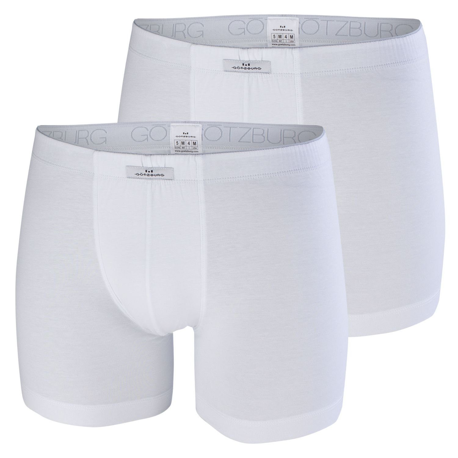 GÖTZBURG Boxershorts (2-St) Comfort Cotton mit längerem Bein im 2er Pack Weiß
