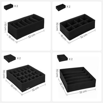SONGMICS Aufbewahrungsbox Schubladen-Organizer, Unterwäsche-Organizer 8er Set, faltbar, Ordnungssystem, Stoffboxen