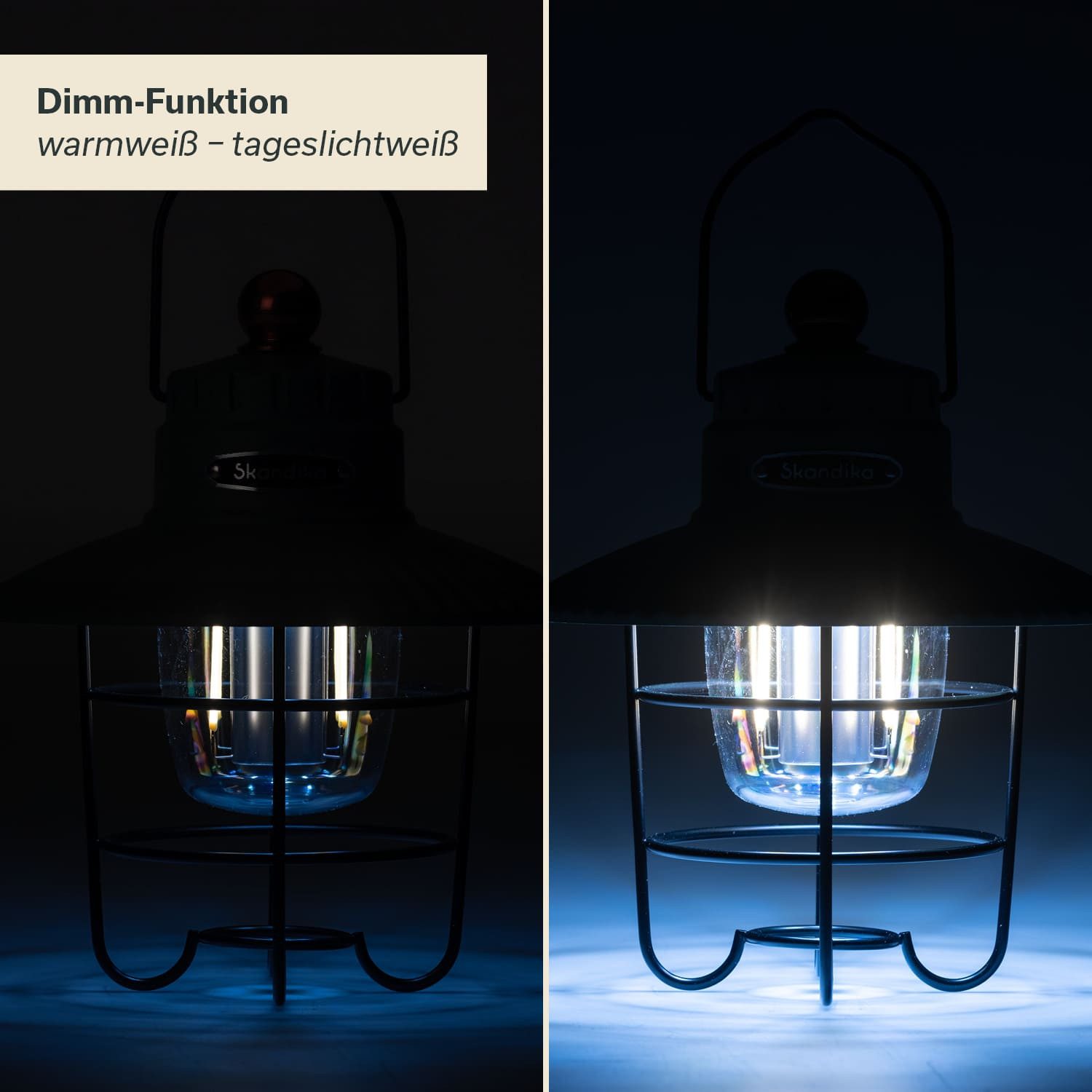 Skandika LED Gartenleuchte Campinglampe Soroya im Retro-Stil mit Powerbankfunktion, 500 Lumen, Verstellbare Lichtfarbe, dimmbar, 2000 mAh Akku, Garage