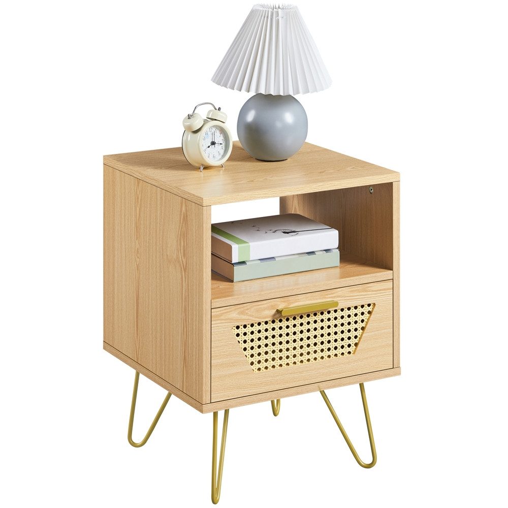 Yaheetech Nachttisch 40x40x55 cm (1-St), Rattan Beistelltisch mit 1 Schubla günstig online kaufen