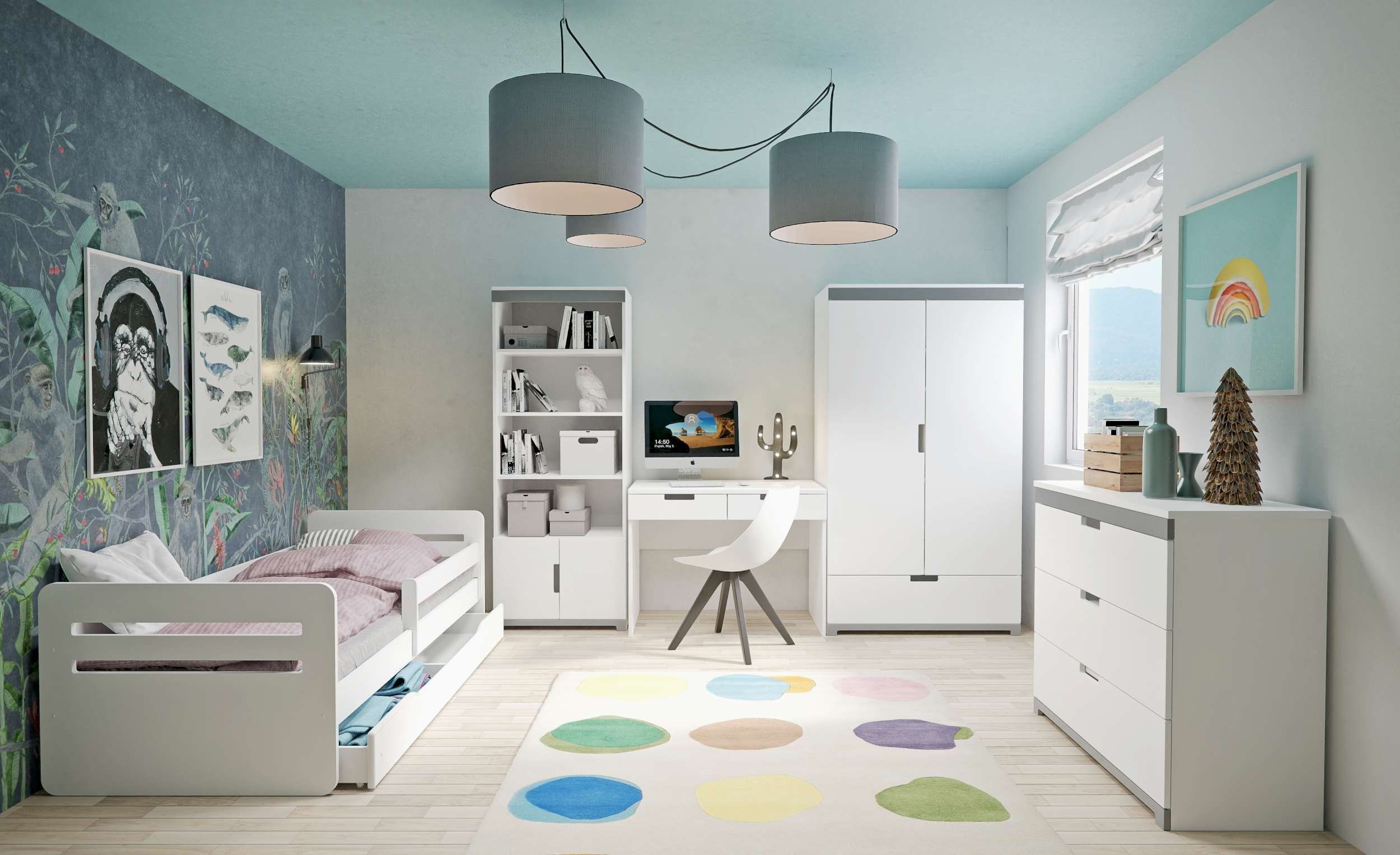 99rooms Jugendzimmer-Set Elsa, (Komplettset, Set (5-St), 1xSchrank, 1xBücherregal, 1xKommode, 1xEinzelbett und 1xSchreibtisch