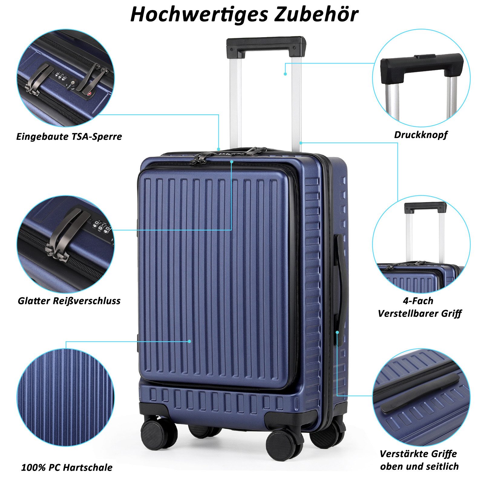 TAN.TOMI Handgepäckkoffer Business-Trolley für Flugzeug, PC günstig online kaufen