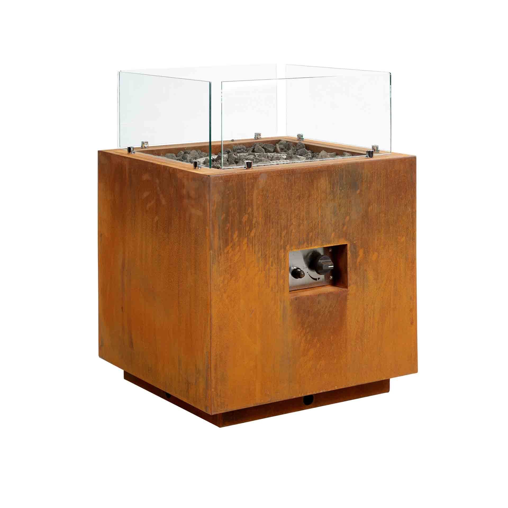 intergrill Feuerstelle Cortenstahl Gasfeuerstelle 60 x 60 x 81,5 cm 48kg