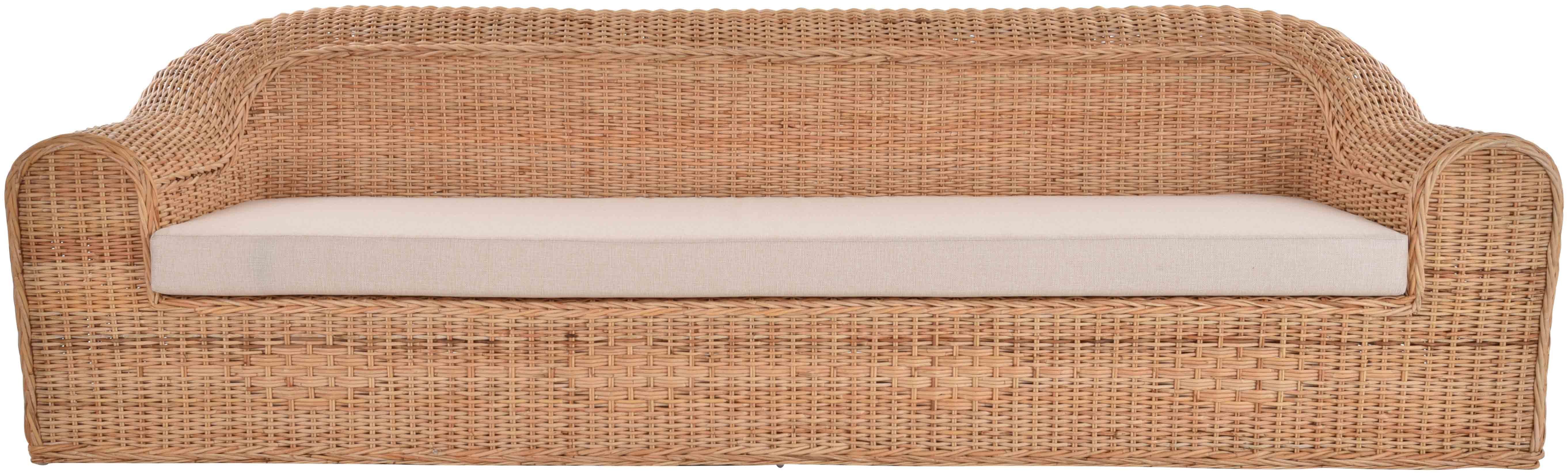 Krines Home Loungesofa Rattansofa Wohnzimmer Couch aus echtem Rattan Lounge Sofa 4-Sitzer, Stabiler Holzrahmen