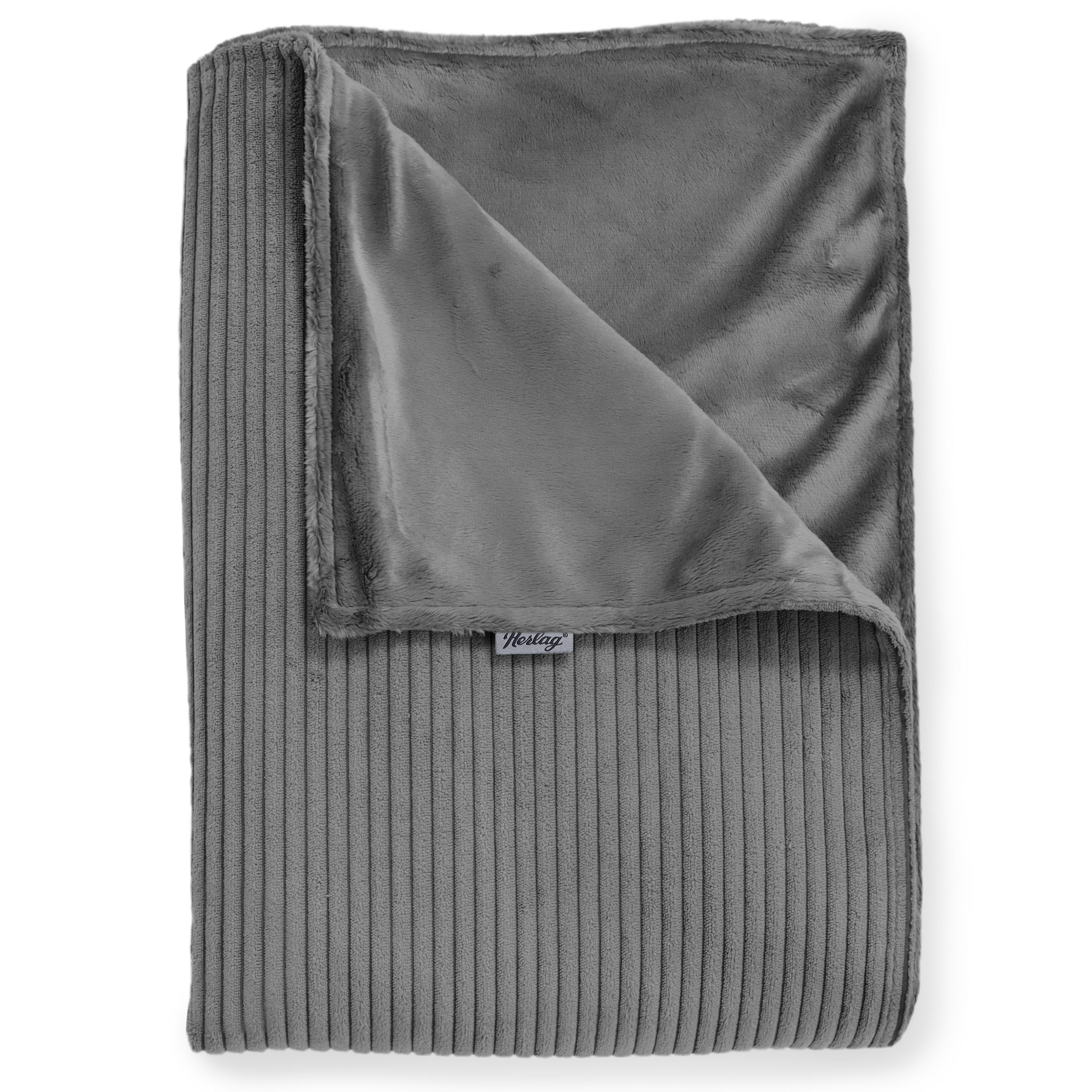 Wohndecke Kuscheldecke ELLA 140x200 cm – Wendedecke Cord & Fleece, Couchdec günstig online kaufen