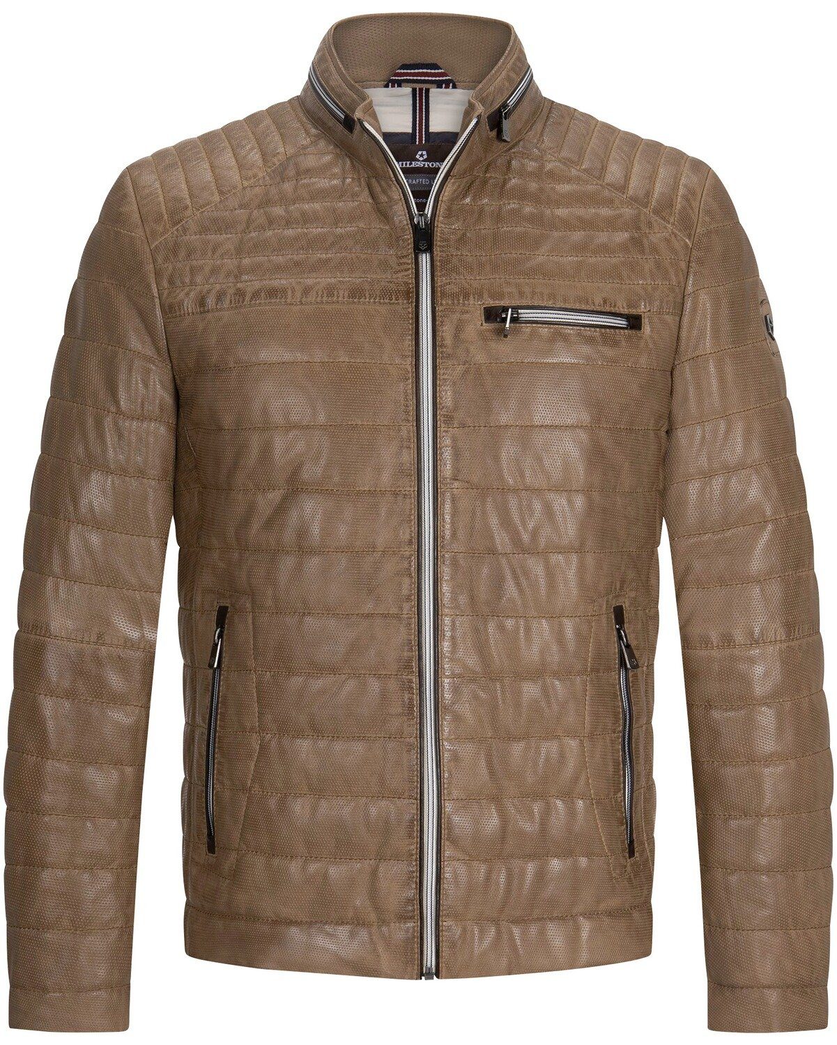 Lederjacke Terenz Milestone Braun Leder-Steppjacke