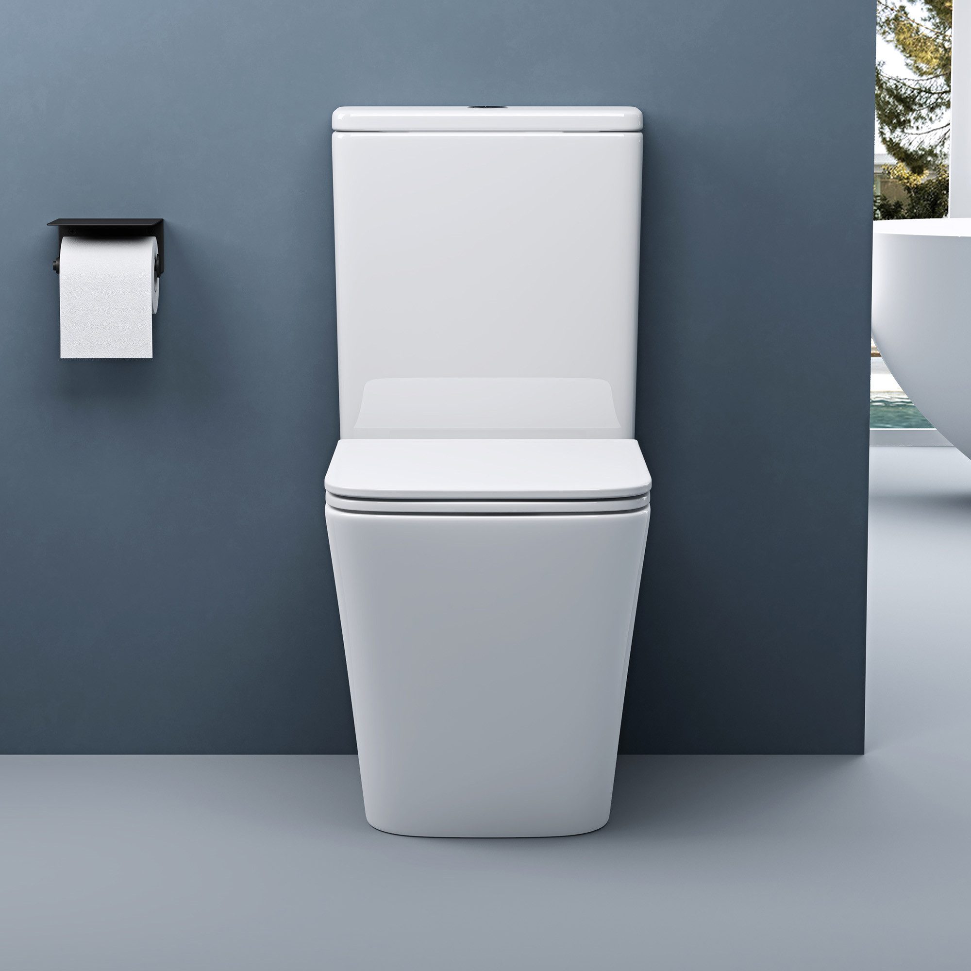 doporro Tiefspül-WC Stand-WC bodenstehend Design Toilette Silent-Close spülrandlose, Wandmontage