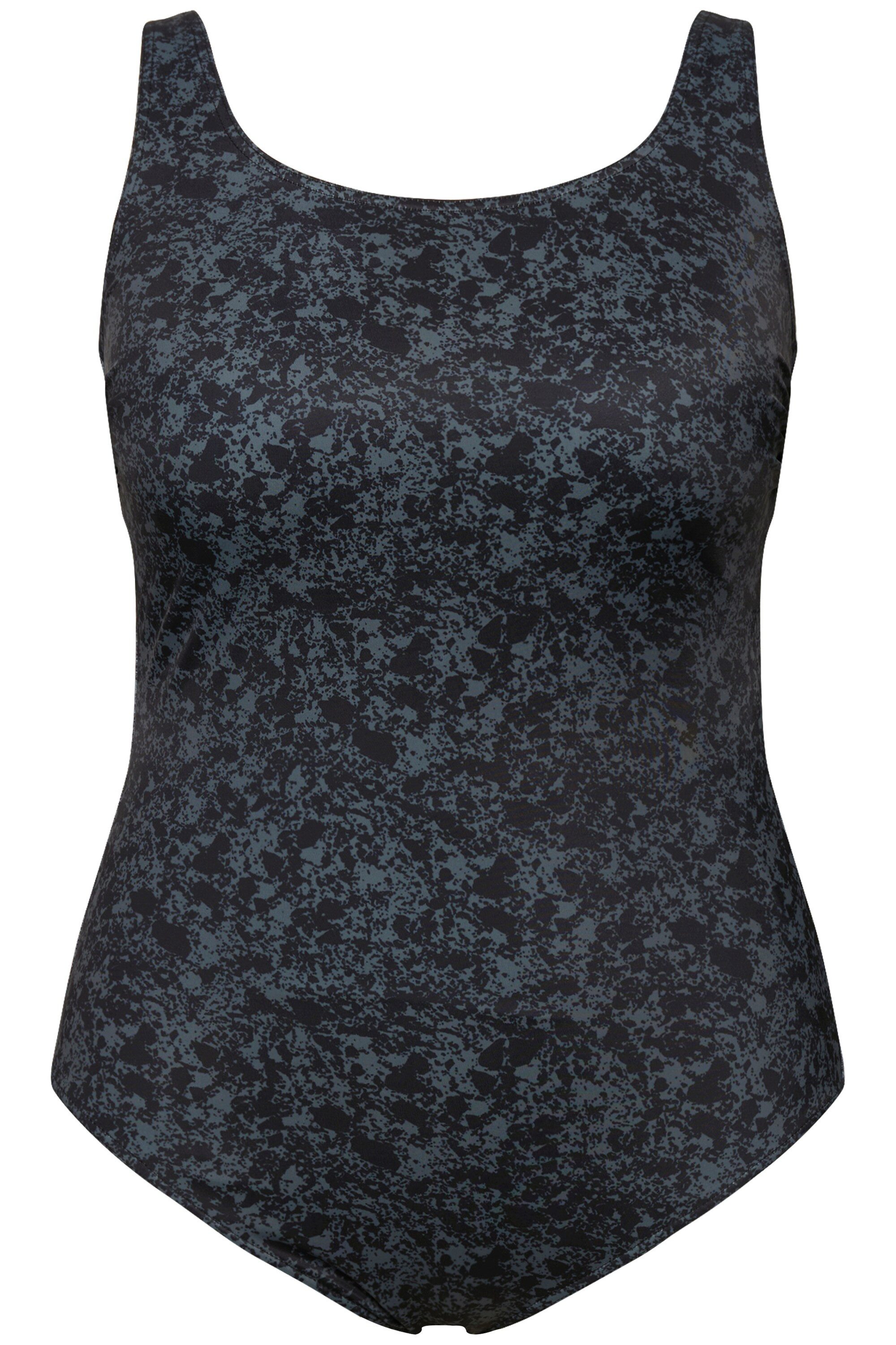 Ulla Popken Badeanzug Badeanzug gemustert ohne Softcups Raffung günstig online kaufen