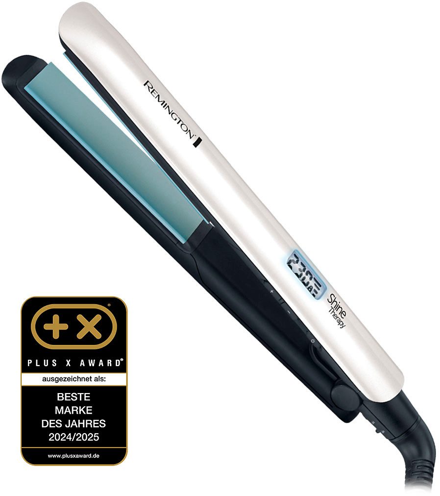 Remington Glätteisen S8500 Shine Therapy Keramik-Beschichtung, Shine-Therapy Technologie, breite Stylingplatten, LCD Display