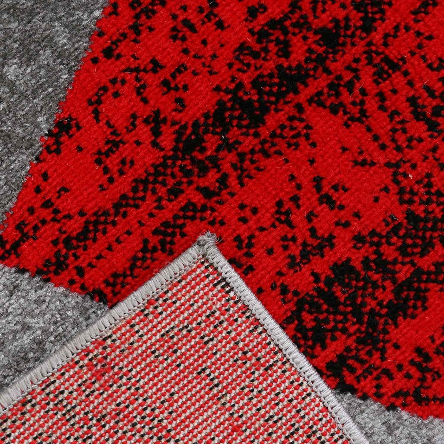 Vimoda Teppich Wohnzimmer Geometrische Kreismuster in Rot & Gelb, Rechteckig, Höhe: 5 mm, Läufer Wohnzimmer Teppichwohnzimmer