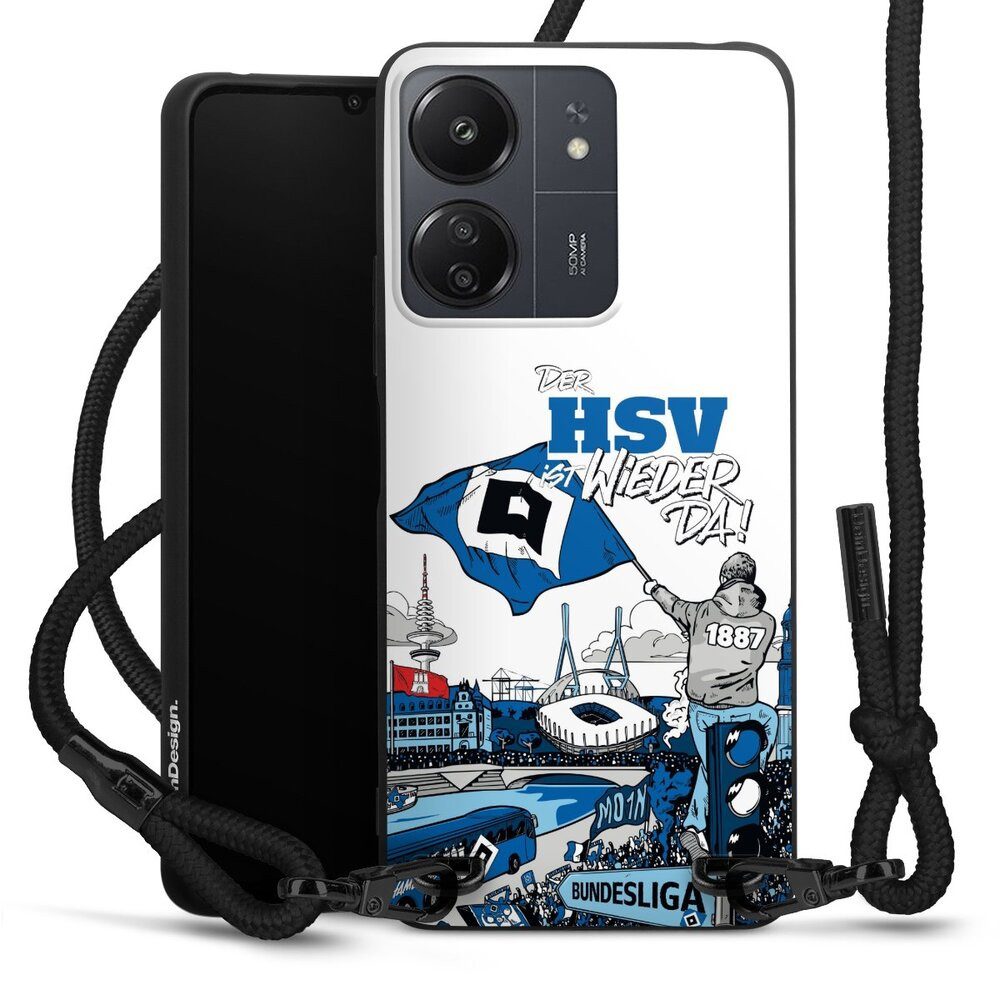 DeinDesign Handyhülle Hamburger SV Offizielles Lizenzprodukt Aufstieg, Xiaomi Redmi 13C 4G Premium Handykette Hülle mit Band Cover mit Kette