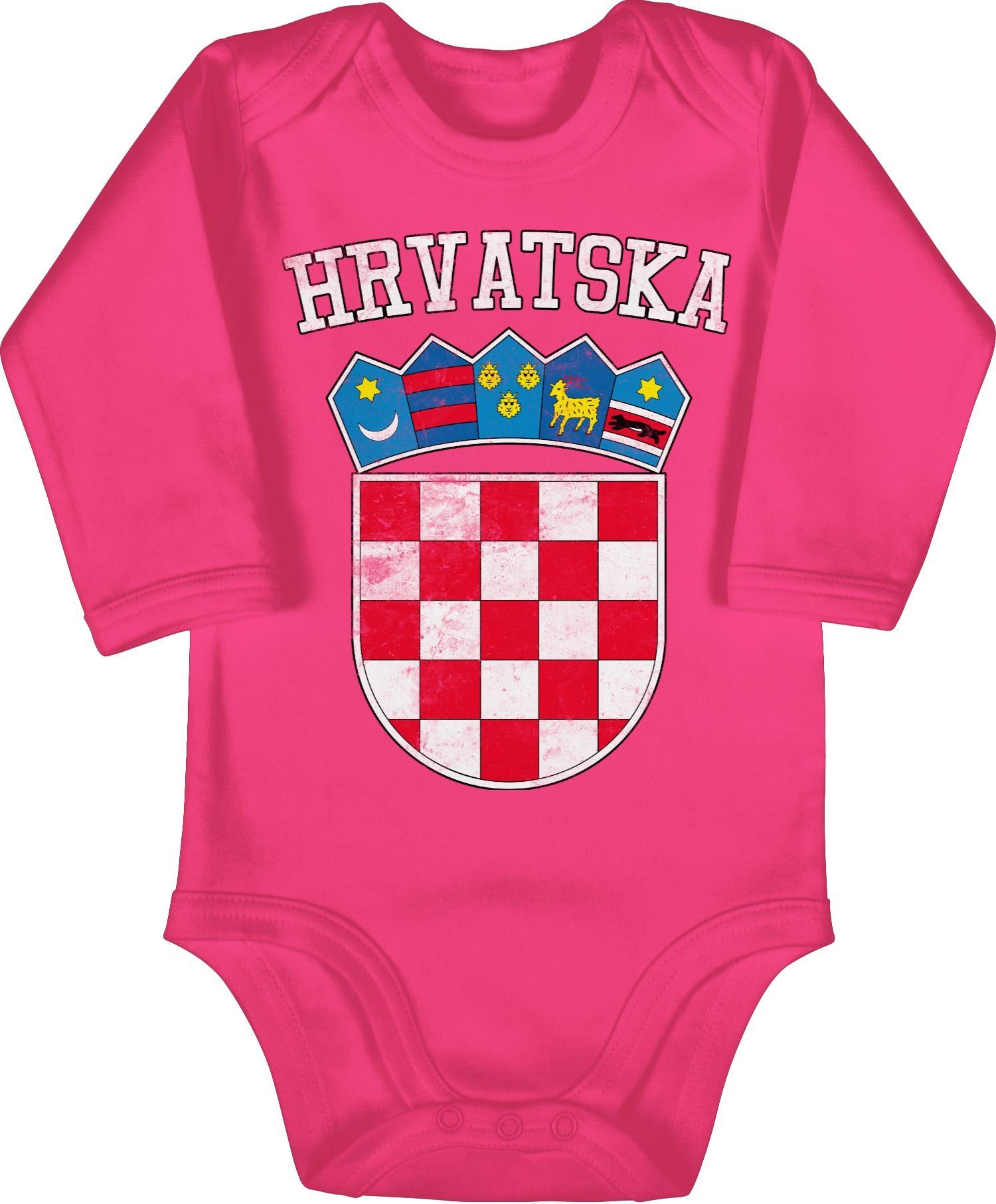 Shirtracer Shirtbody Kroatien Wappen WM Fussball EM 2024 Baby 2 Fuchsia