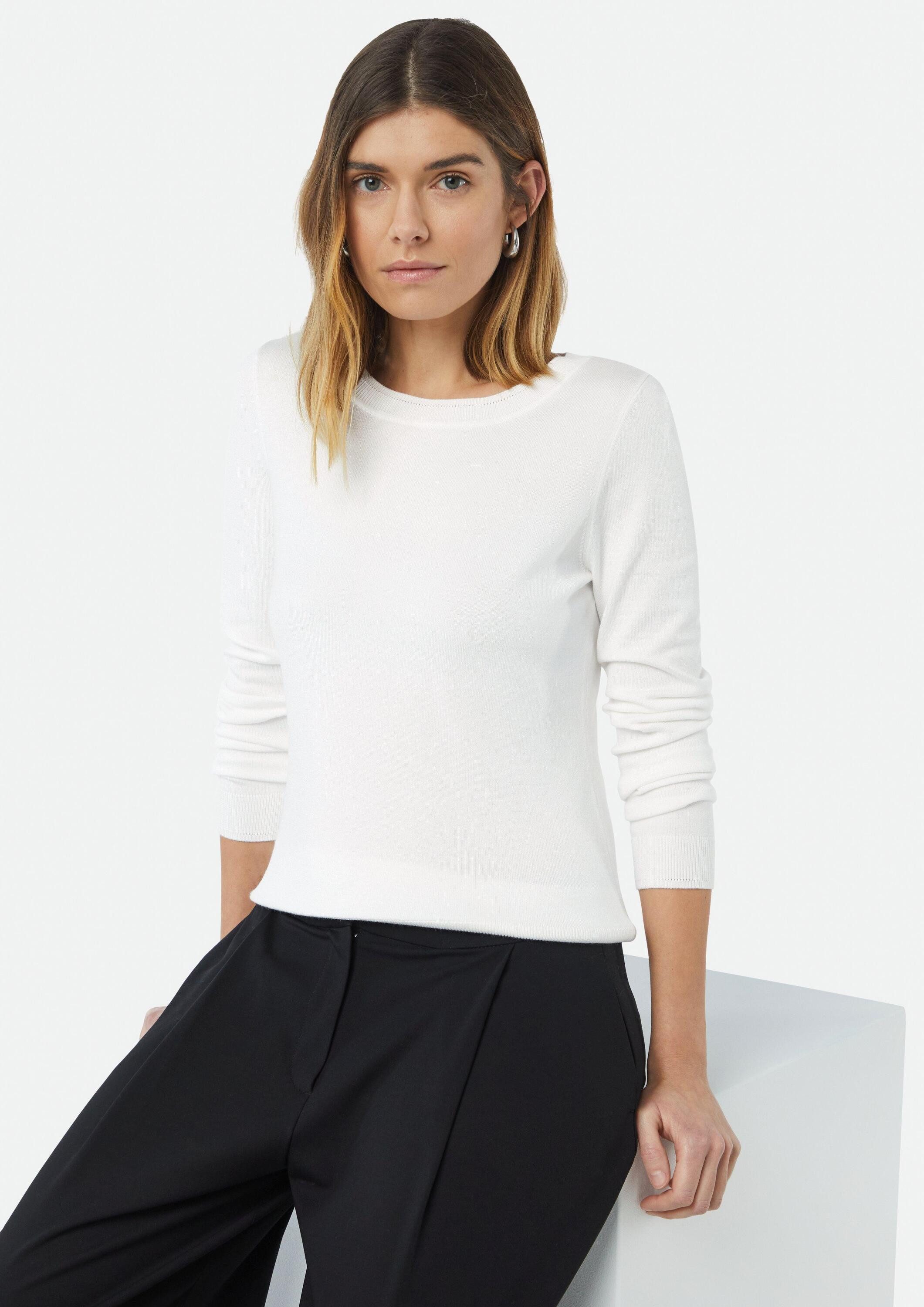 comma Longpullover Strickpullover Feinstrickpullover mit dekorativen Bündchen