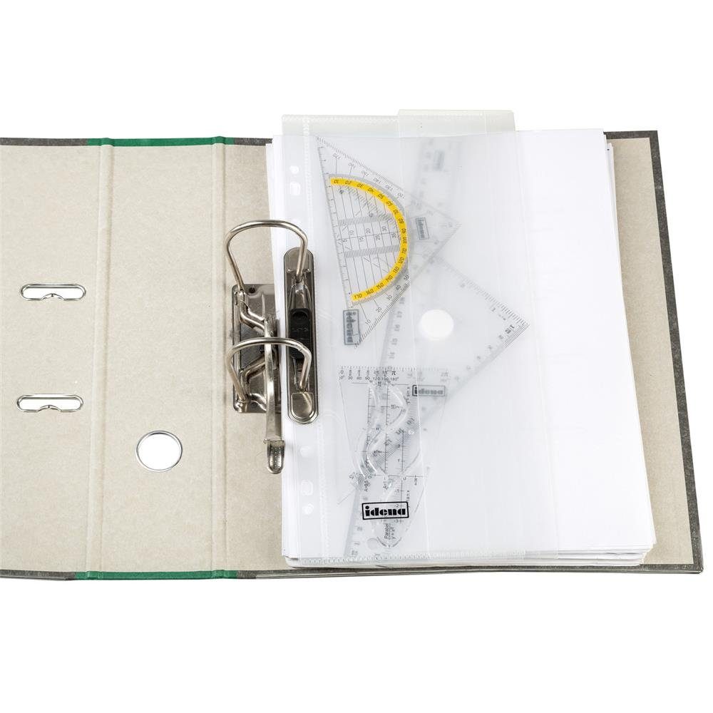Idena Geodreieck Geometrie-Set, 6-teilig, 2 Lineale, Zeichendreieck, Parabel, Geodreieck und abheftbare Mappe