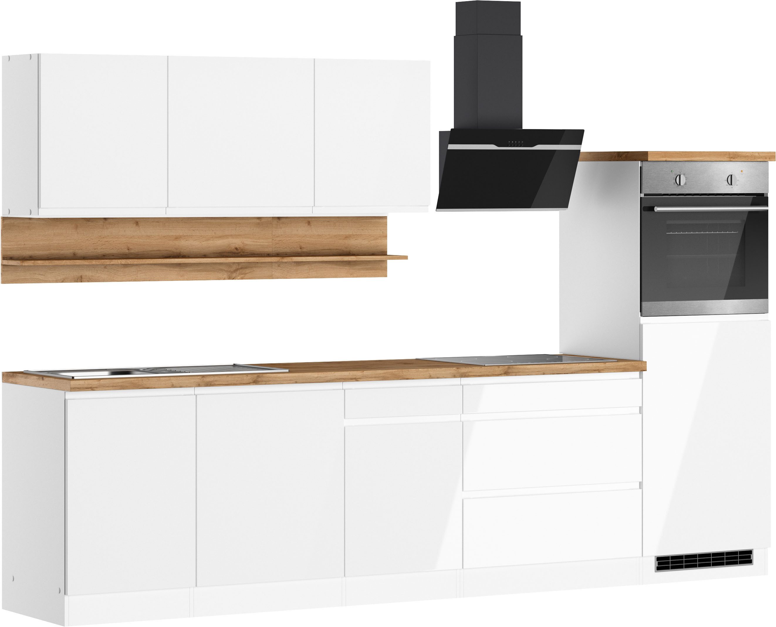 KOCHSTATION Küchenzeile KS-Virginia,neu in verbesserter Ausführung, Breite 300 cm, Soft-Close, wahlweise mit E-Geräten