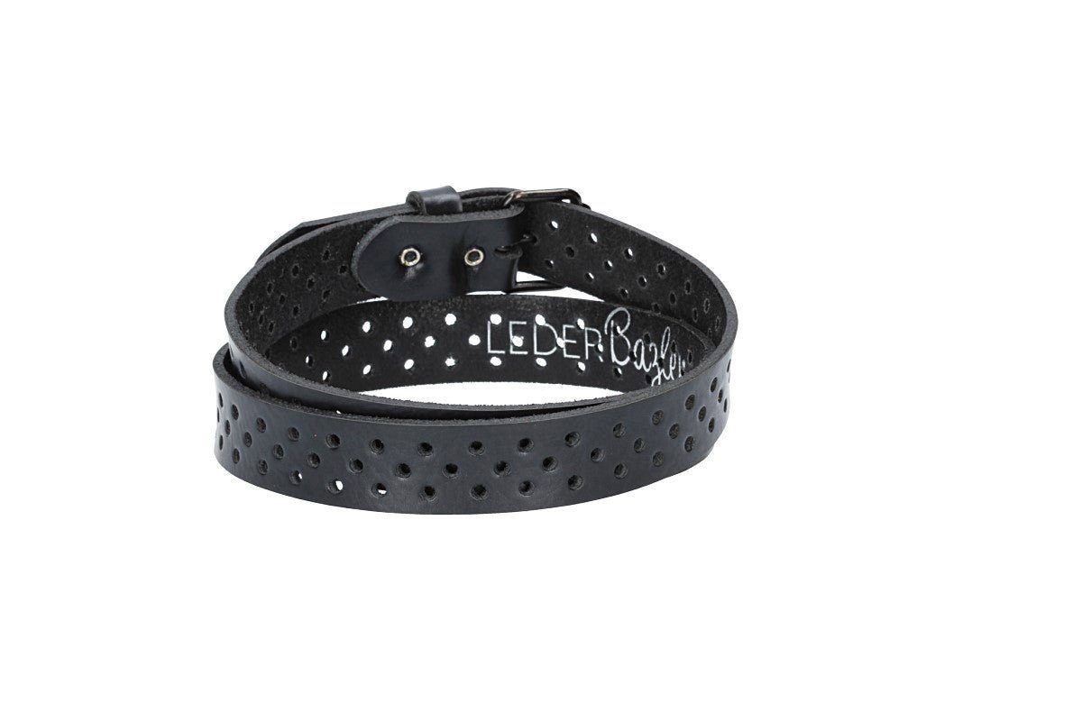 kiddybelts Ledergürtel Schwarz Mini 20mm mit durchgehender Lochung und dunkler Rollschließe (KB18-790, 1-St) sehr weiches Vollrindleder